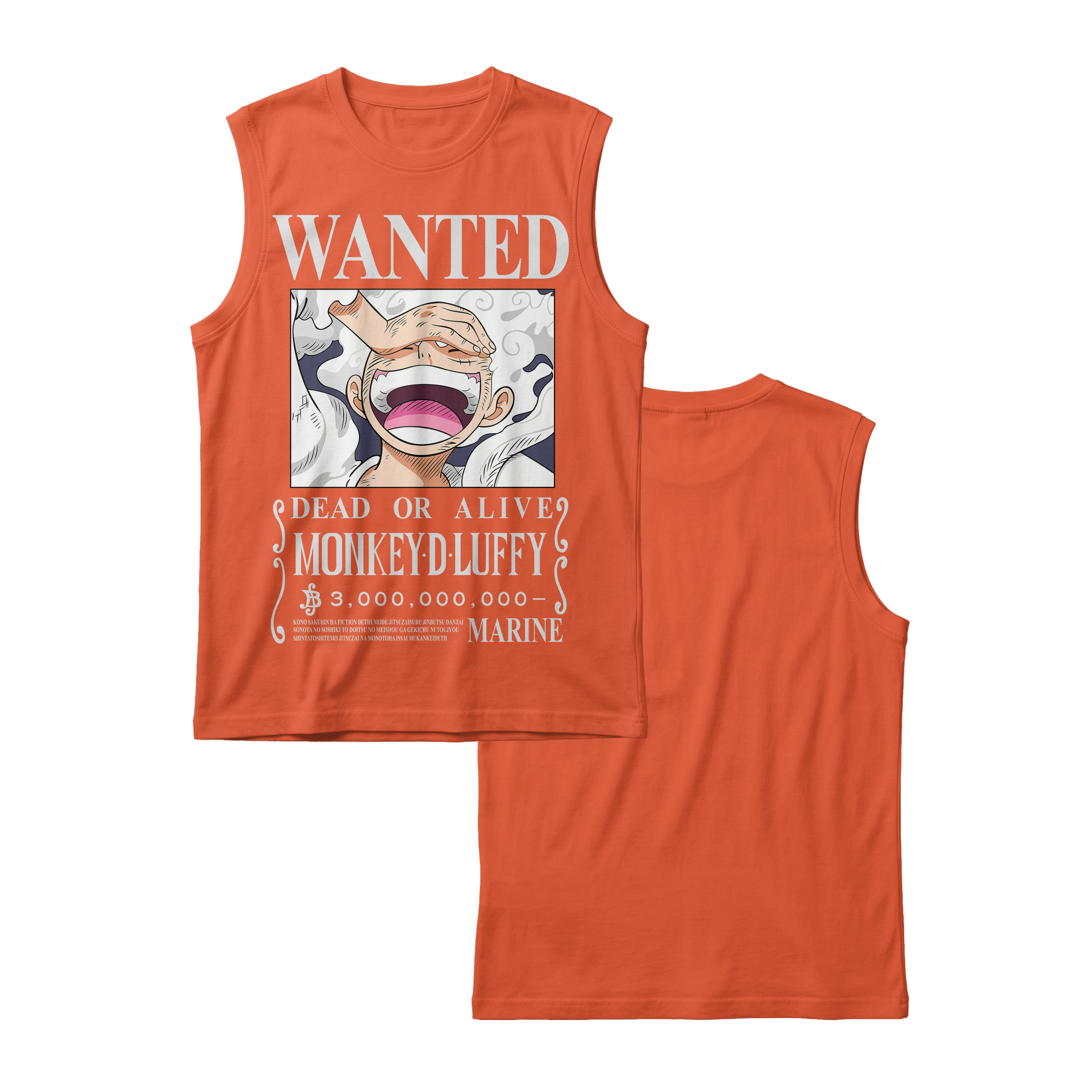 Anime One Piece Wanted Monkey D. Luffy Gear 5 Sleeveless - RZM012