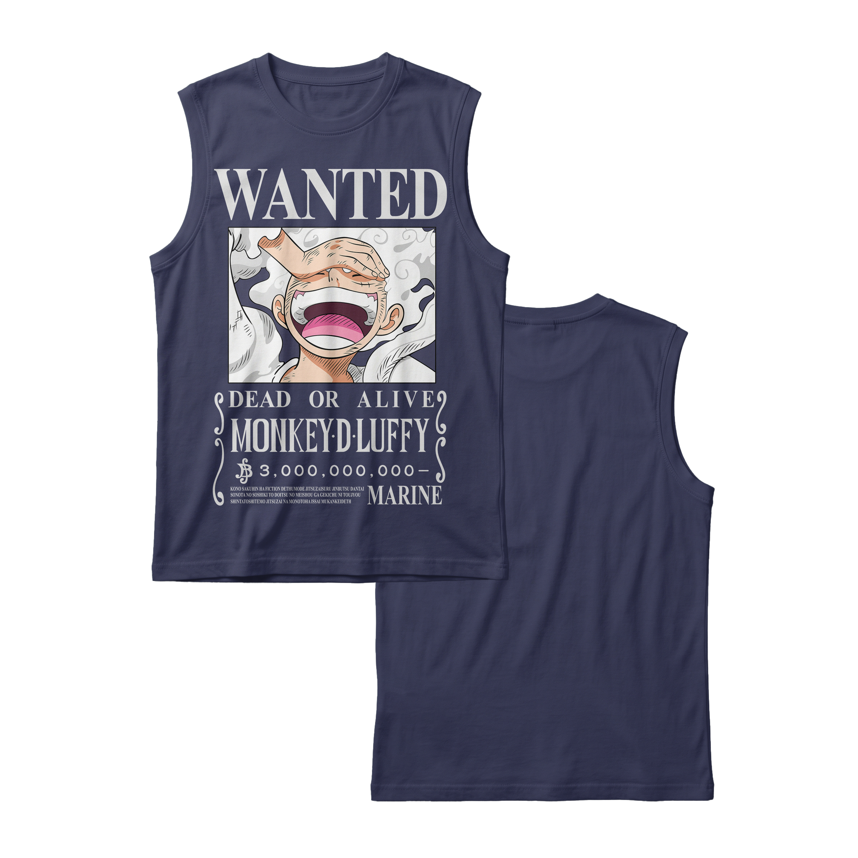 Anime One Piece Wanted Monkey D. Luffy Gear 5 Sleeveless - RZM012