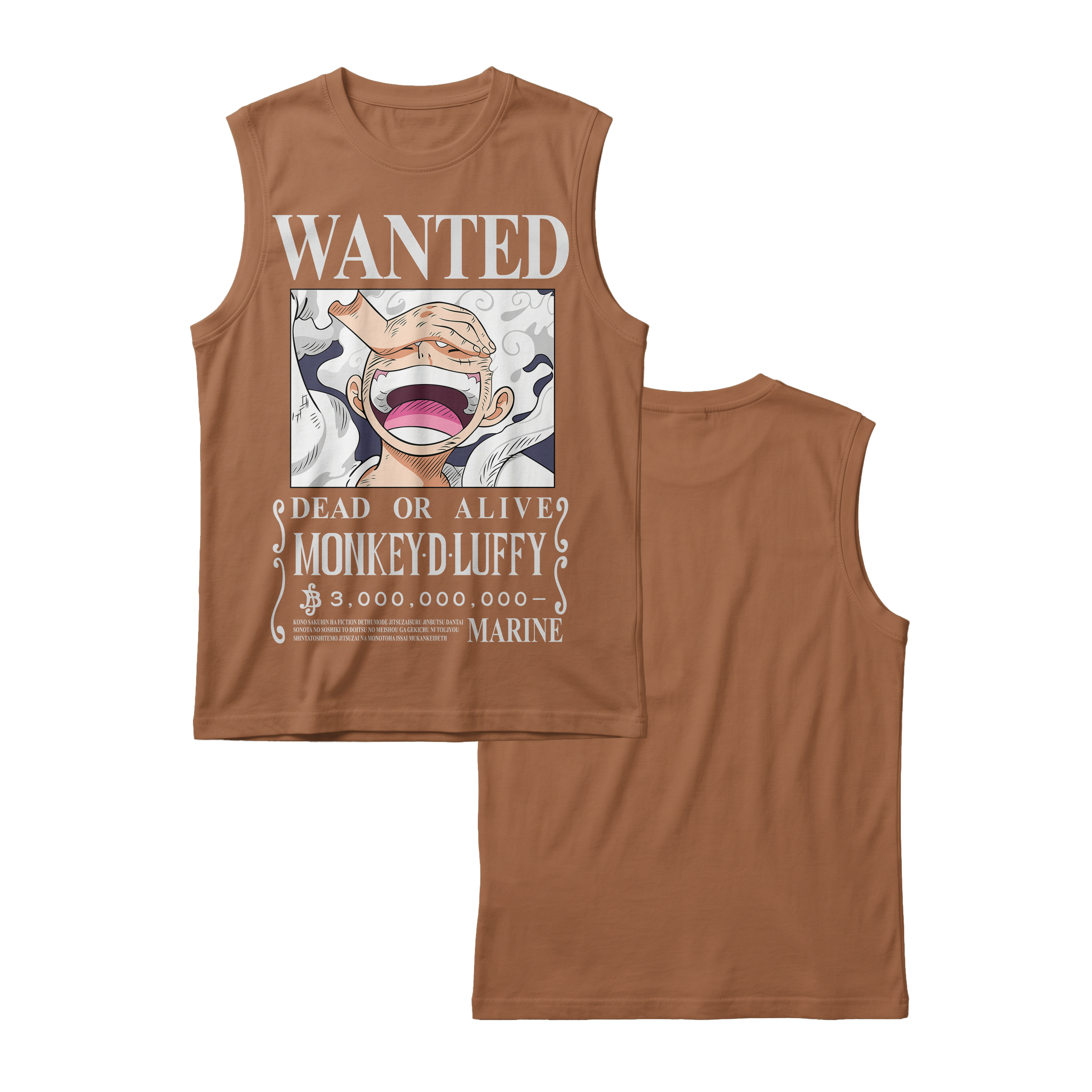 Anime One Piece Wanted Monkey D. Luffy Gear 5 Sleeveless - RZM012