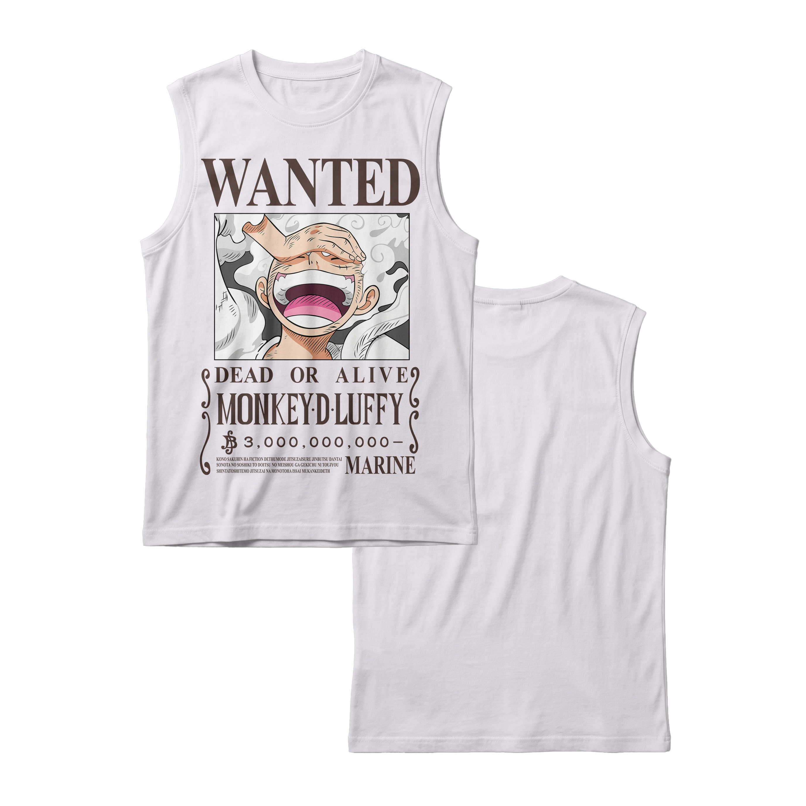 Anime One Piece Wanted Monkey D. Luffy Gear 5 Sleeveless - RZM012