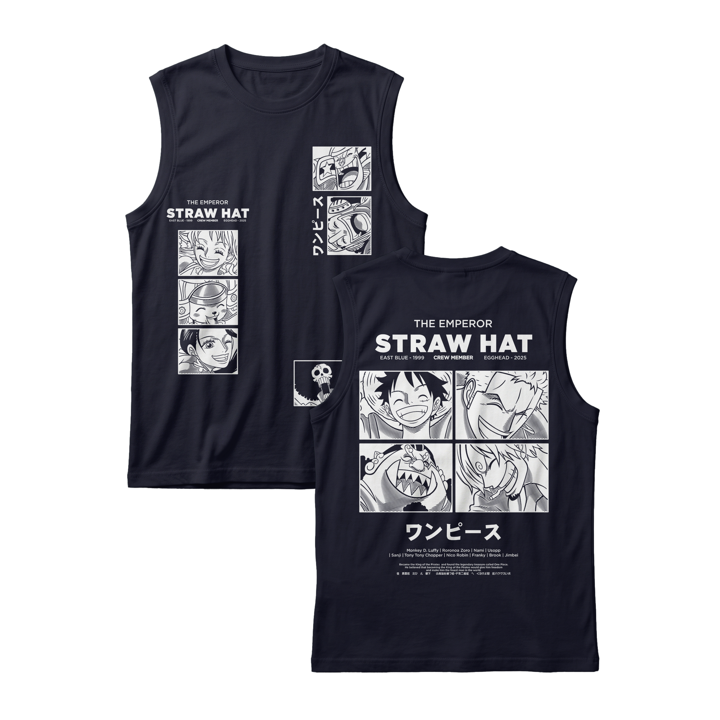Anime One Piece Emperor Straw Hat Crew Sleeveless - RZM014