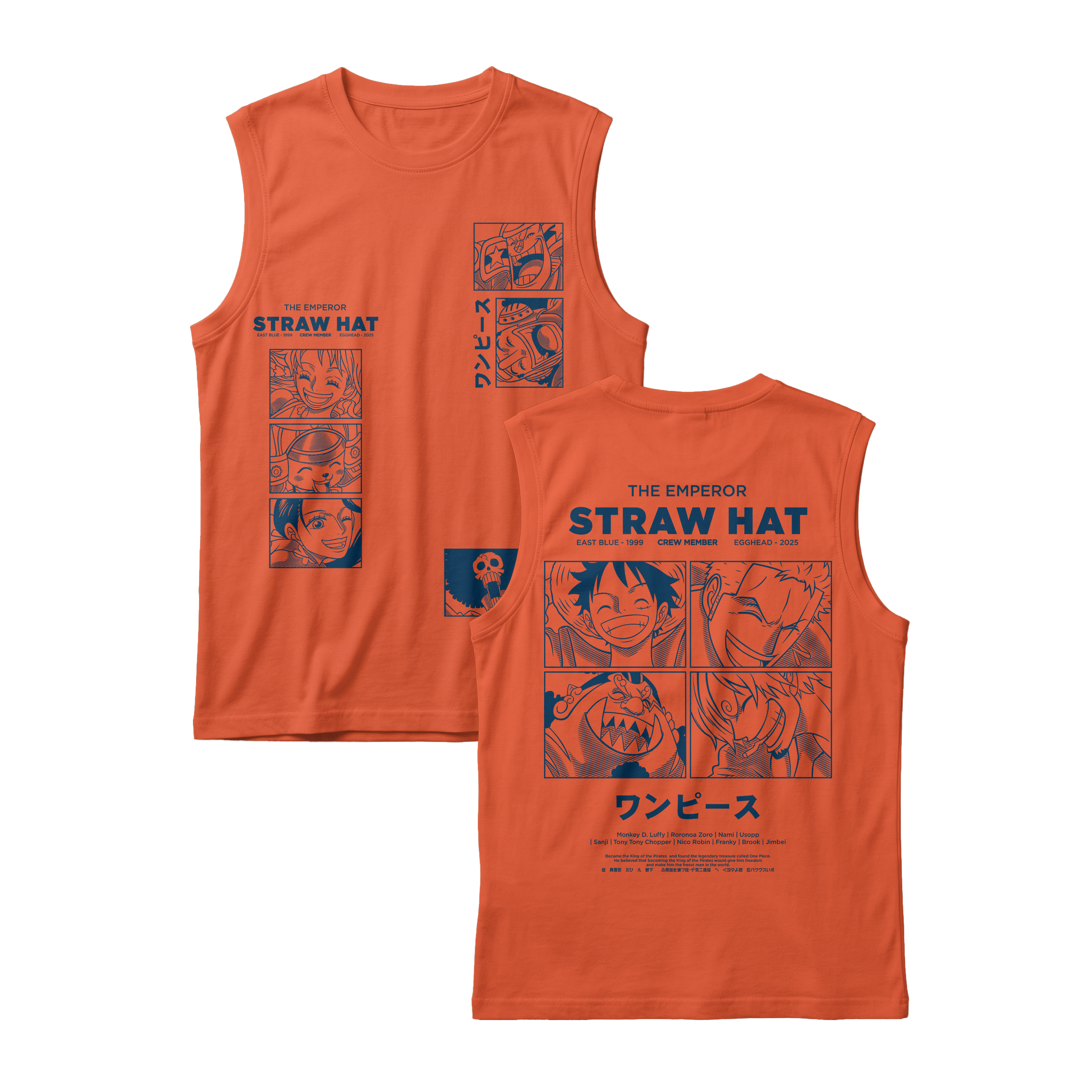 Anime One Piece Emperor Straw Hat Crew Sleeveless - RZM014