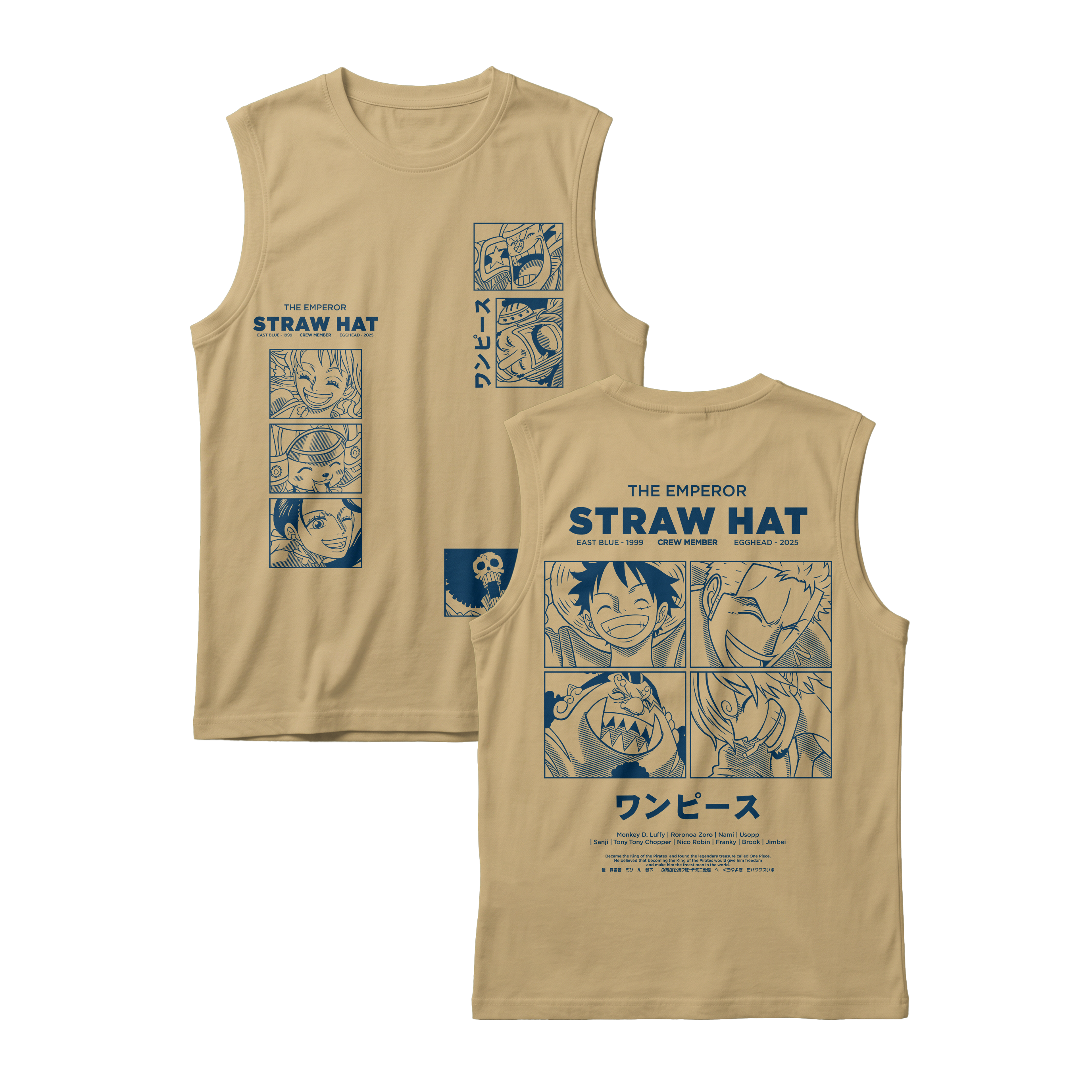 Anime One Piece Emperor Straw Hat Crew Sleeveless - RZM014