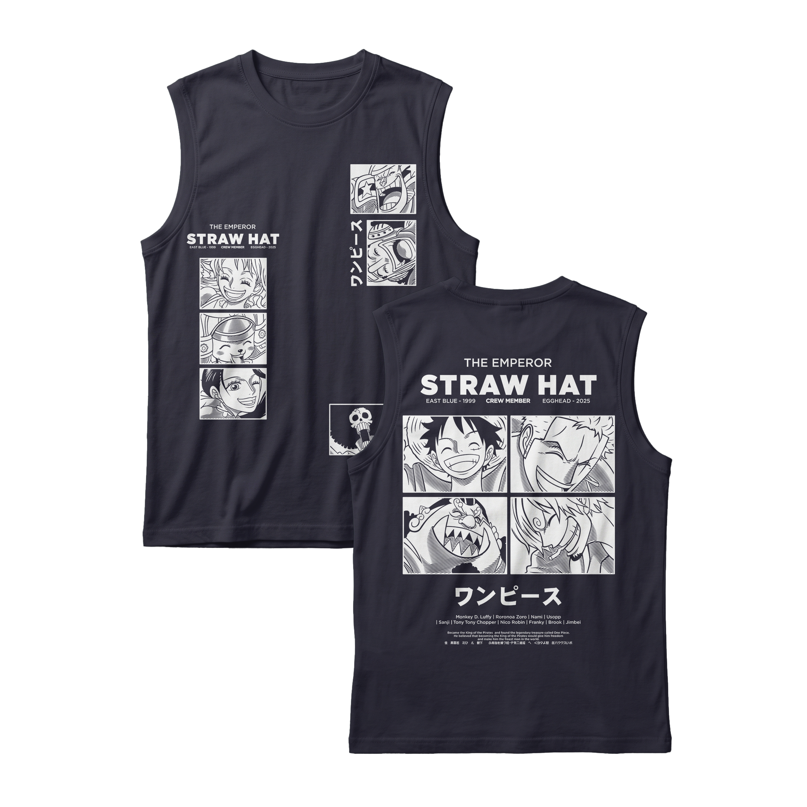 Anime One Piece Emperor Straw Hat Crew Sleeveless - RZM014