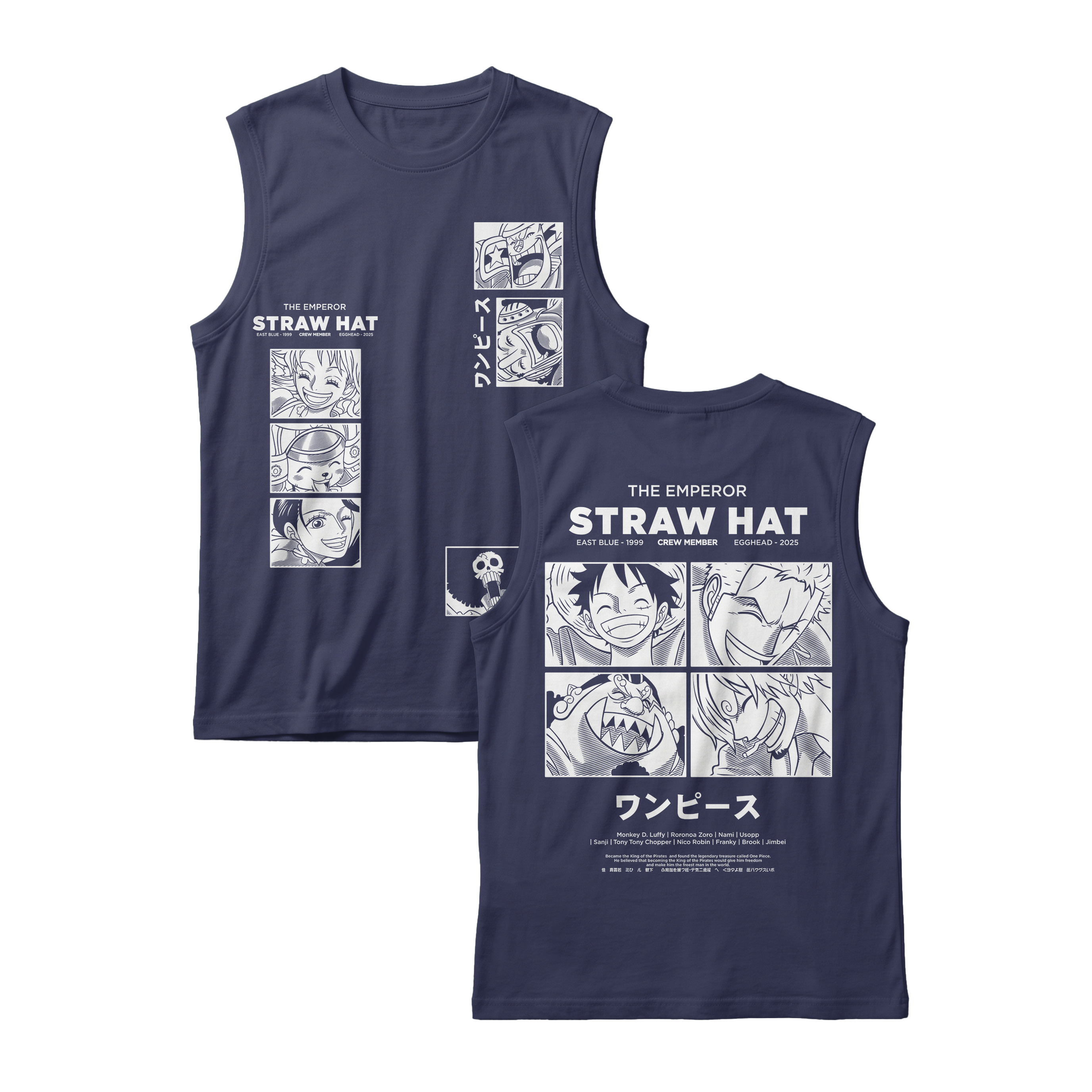 Anime One Piece Emperor Straw Hat Crew Sleeveless - RZM014