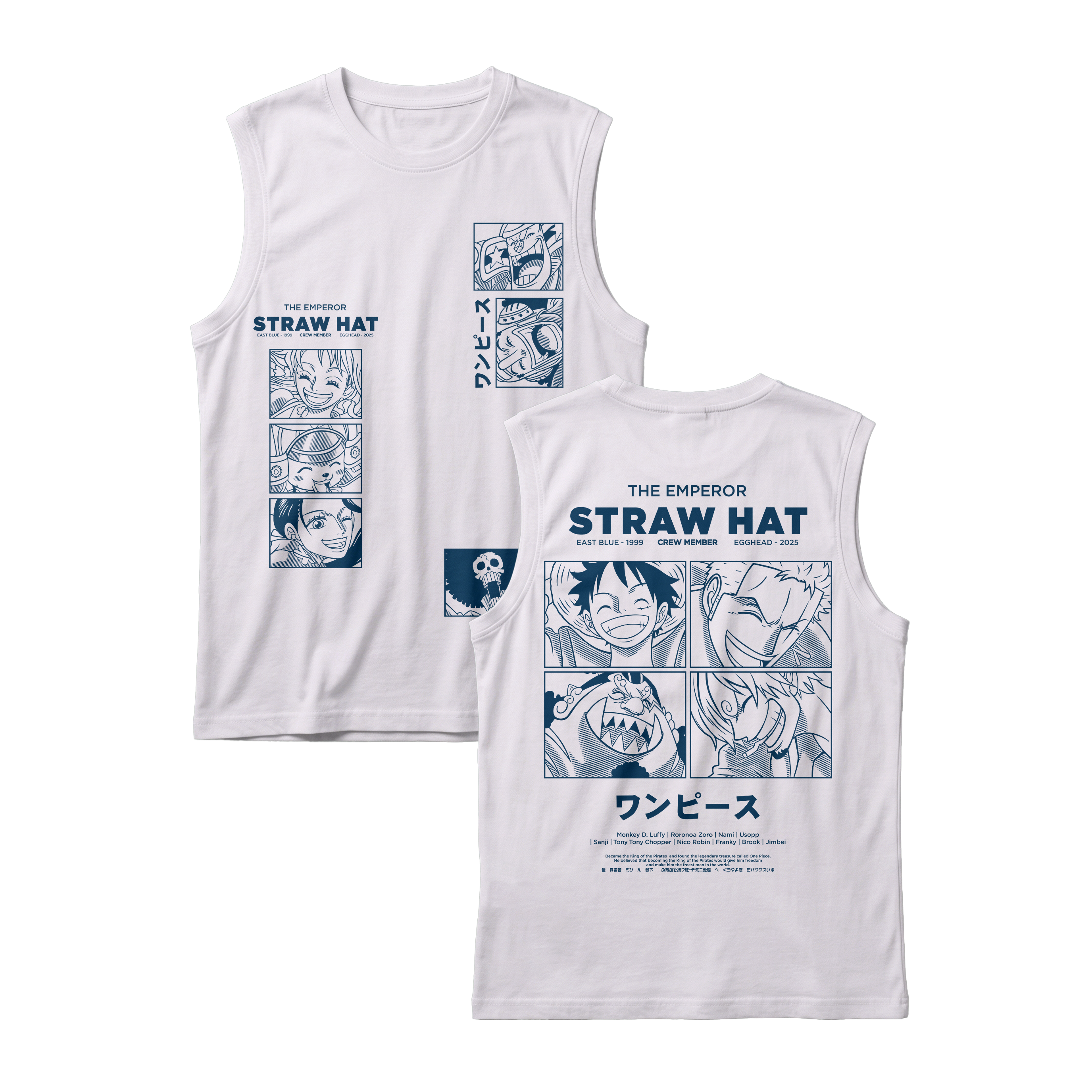 Anime One Piece Emperor Straw Hat Crew Sleeveless - RZM014