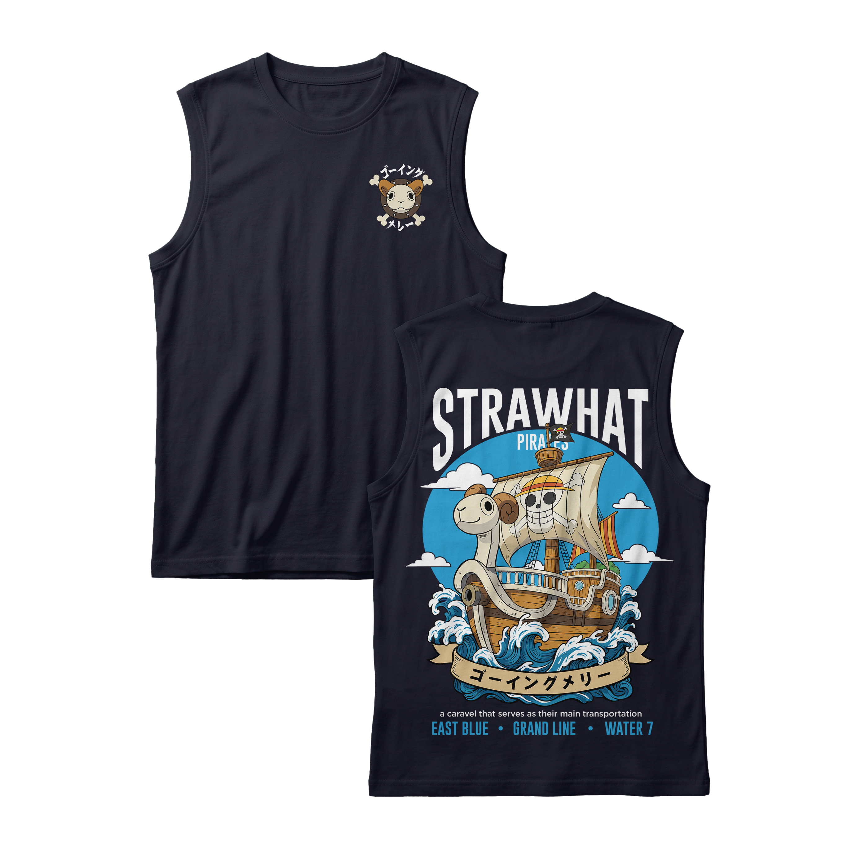 Anime One Piece Straw Hat Pirates Thousand Sunny Journey Sleeveless - RZM017