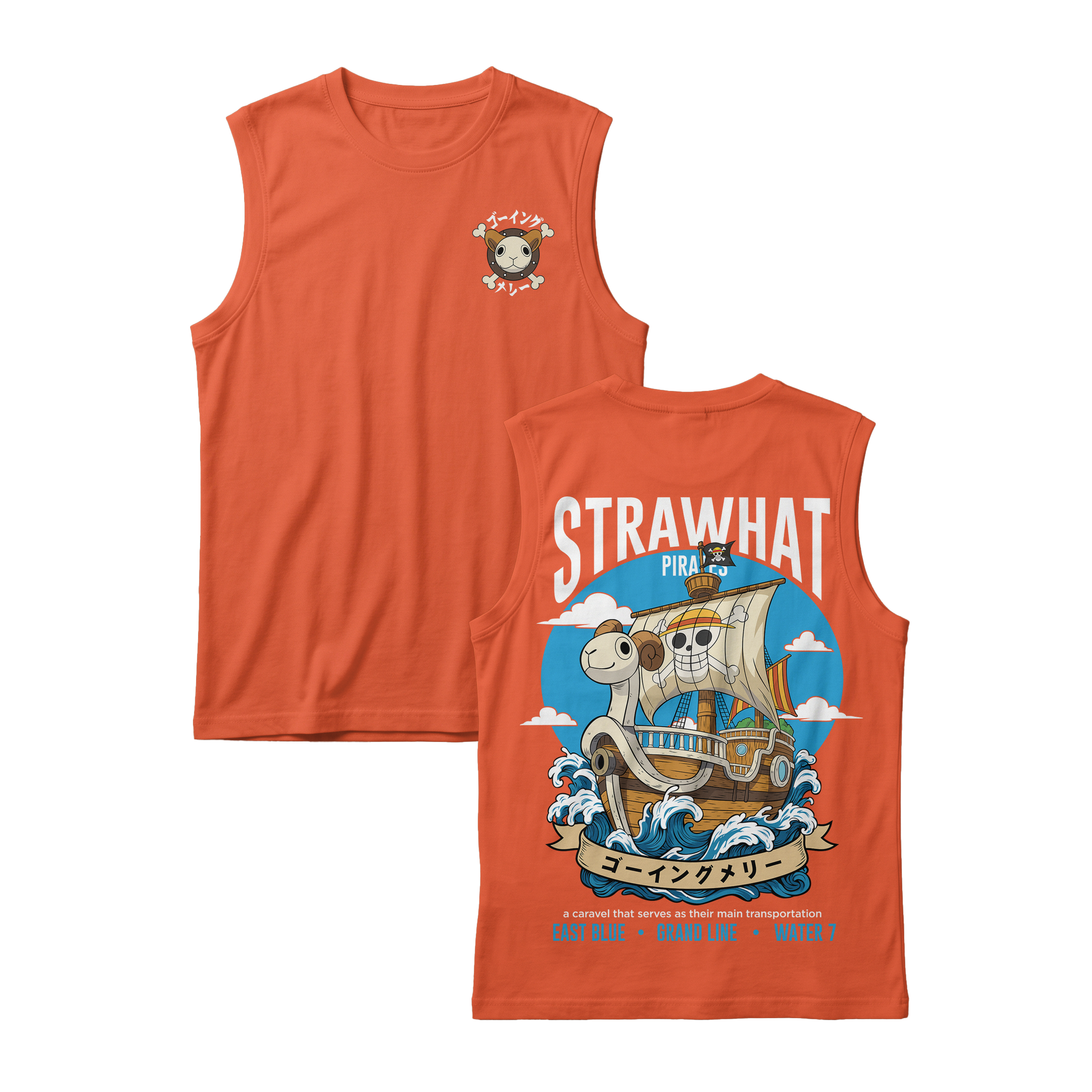 Anime One Piece Straw Hat Pirates Thousand Sunny Journey Sleeveless - RZM017