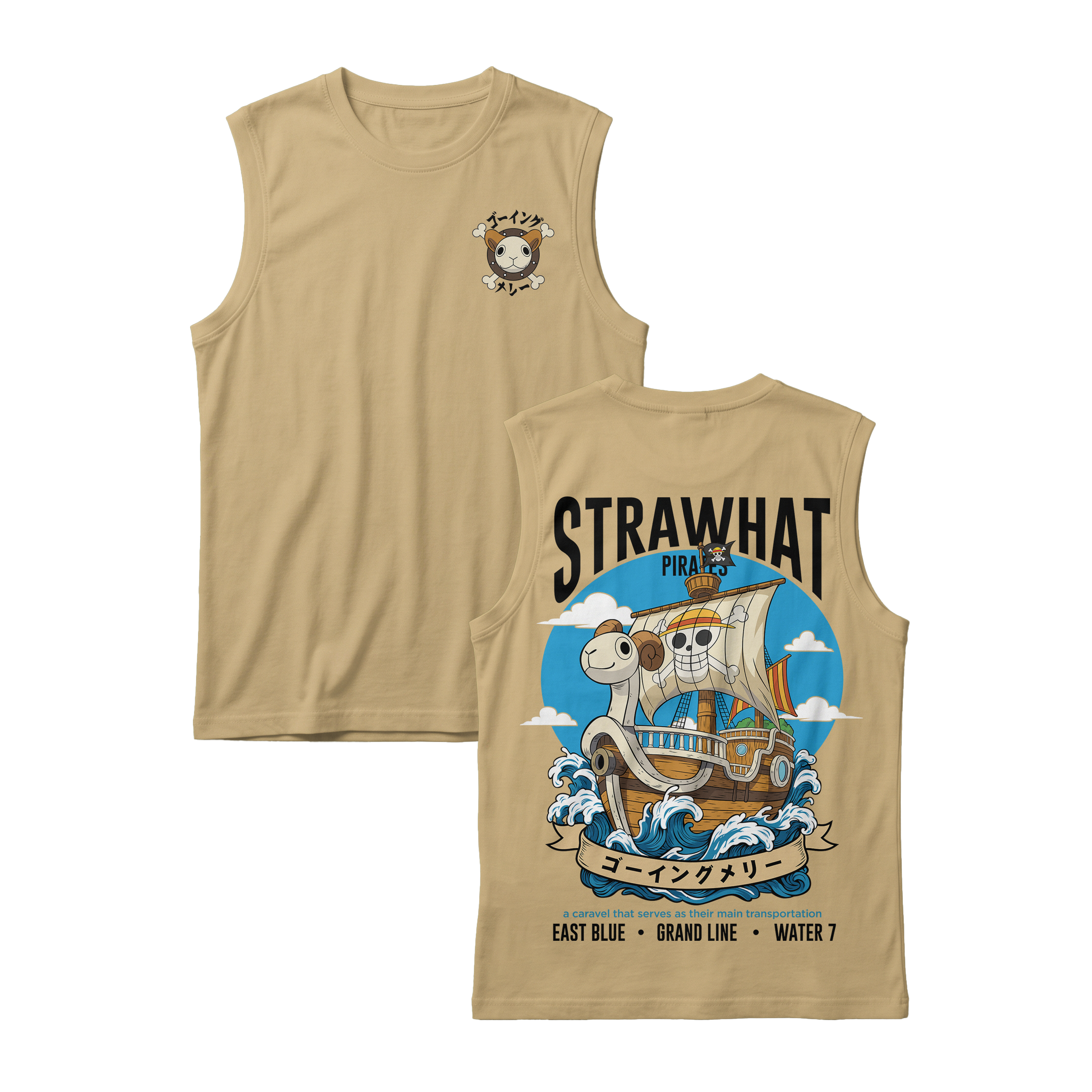 Anime One Piece Straw Hat Pirates Thousand Sunny Journey Sleeveless - RZM017