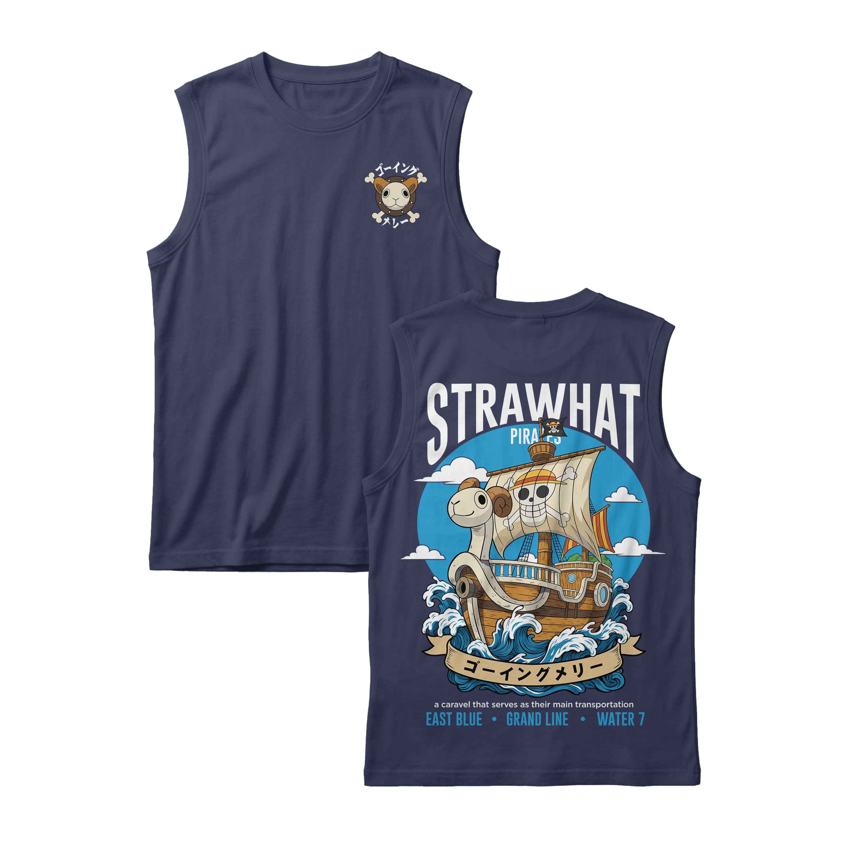 Anime One Piece Straw Hat Pirates Thousand Sunny Journey Sleeveless - RZM017