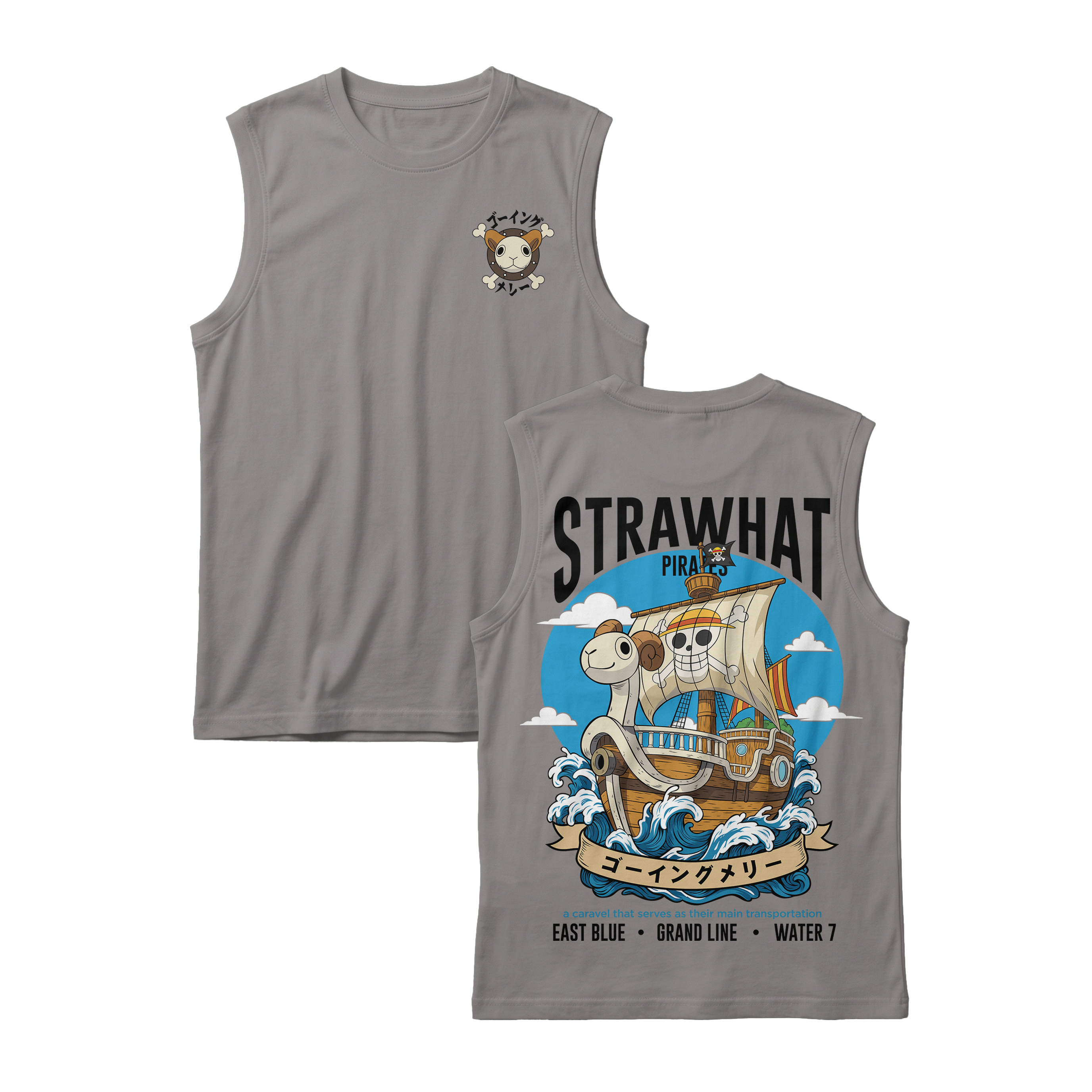Anime One Piece Straw Hat Pirates Thousand Sunny Journey Sleeveless - RZM017