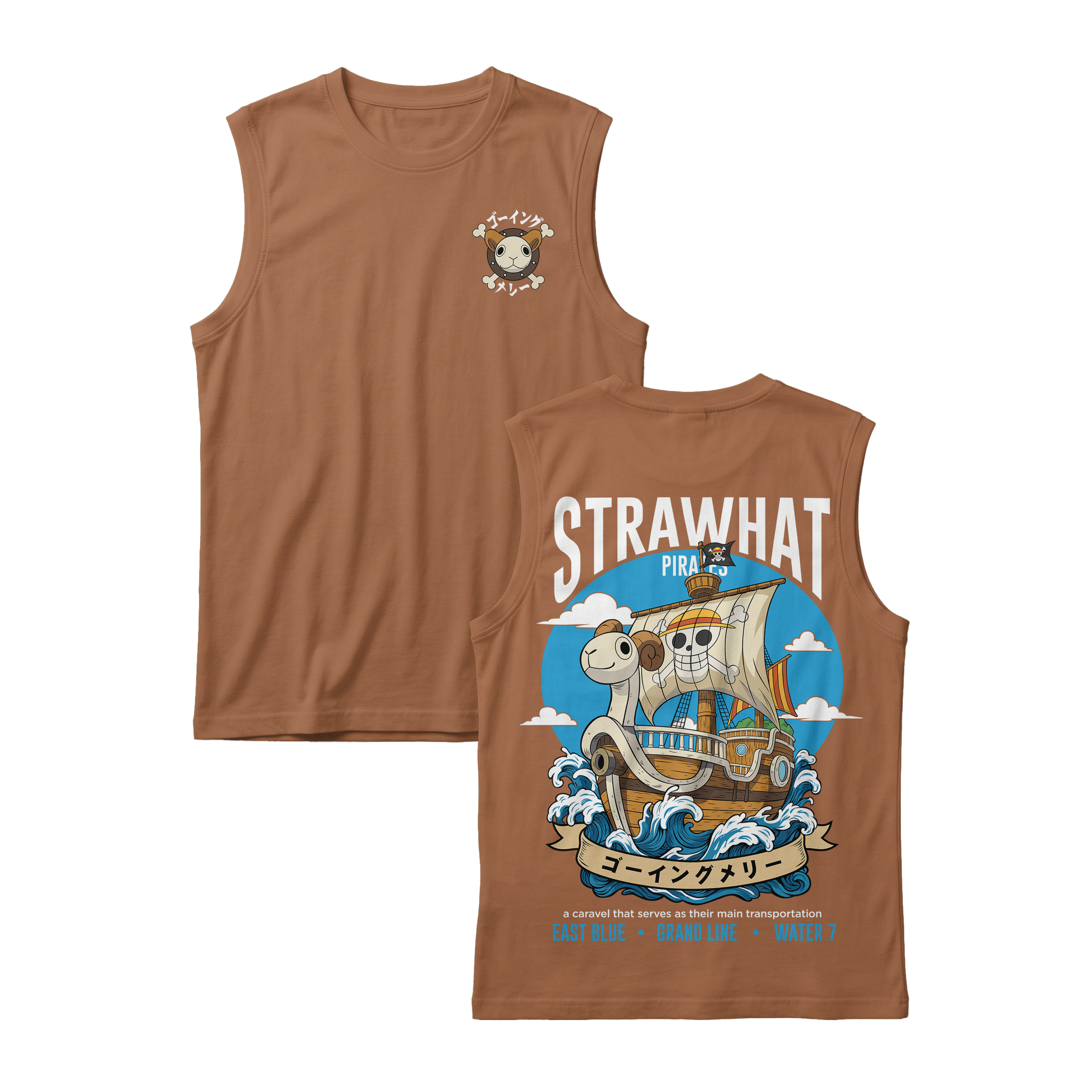 Anime One Piece Straw Hat Pirates Thousand Sunny Journey Sleeveless - RZM017