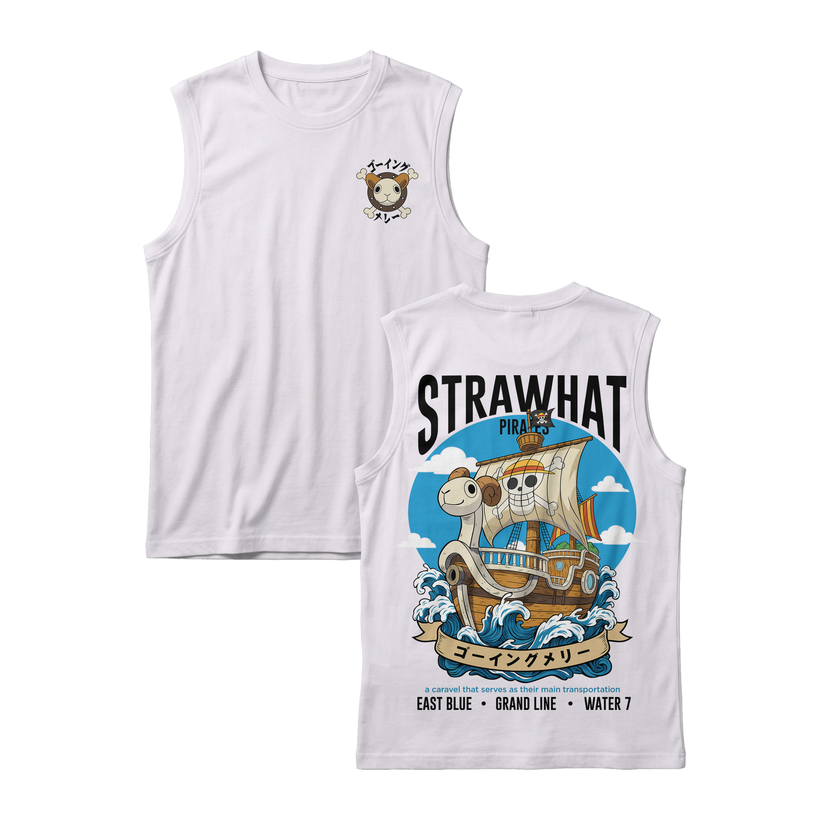 Anime One Piece Straw Hat Pirates Thousand Sunny Journey Sleeveless - RZM017