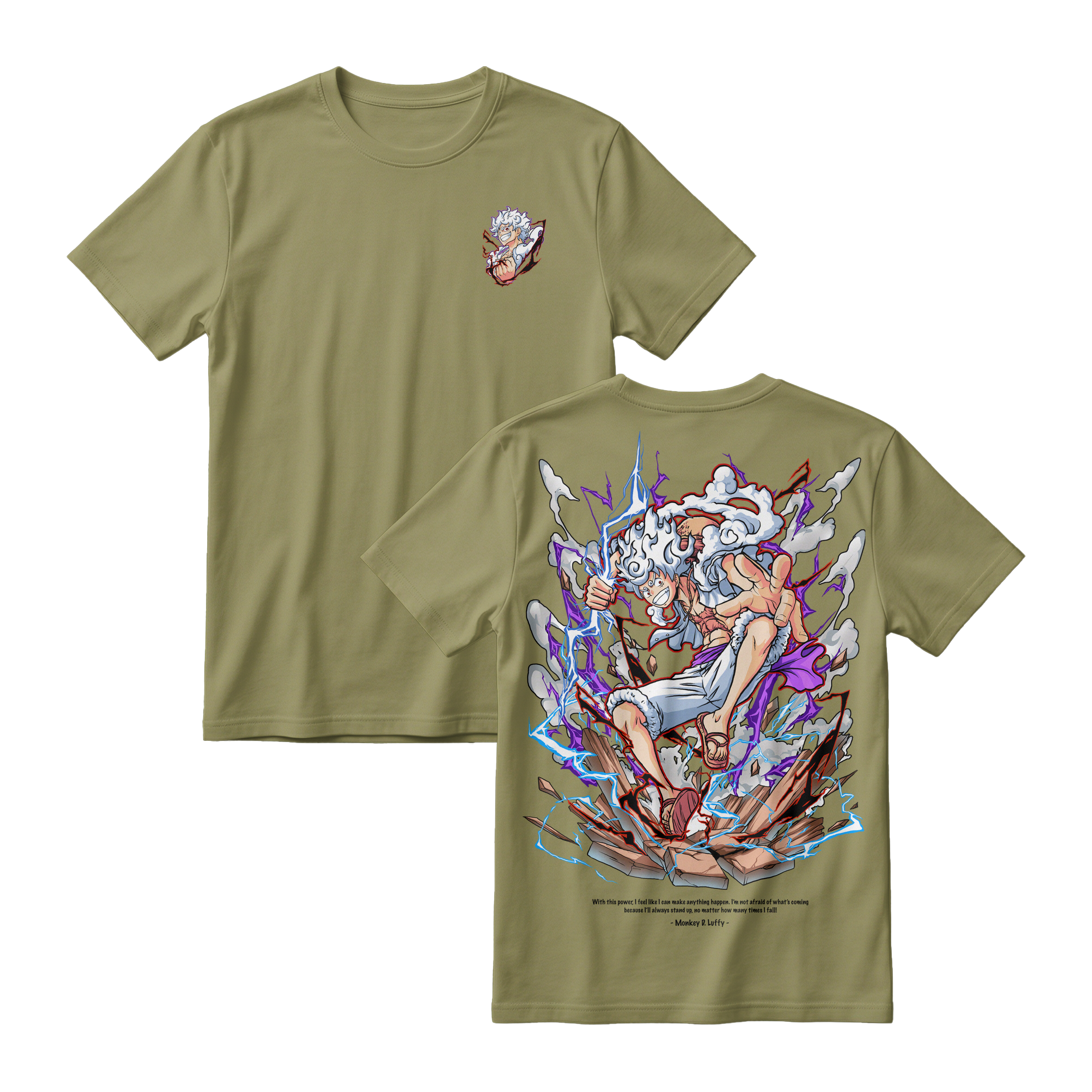 Anime One Piece Monkey D. Luffy Short Sleeve Tee - ARMY