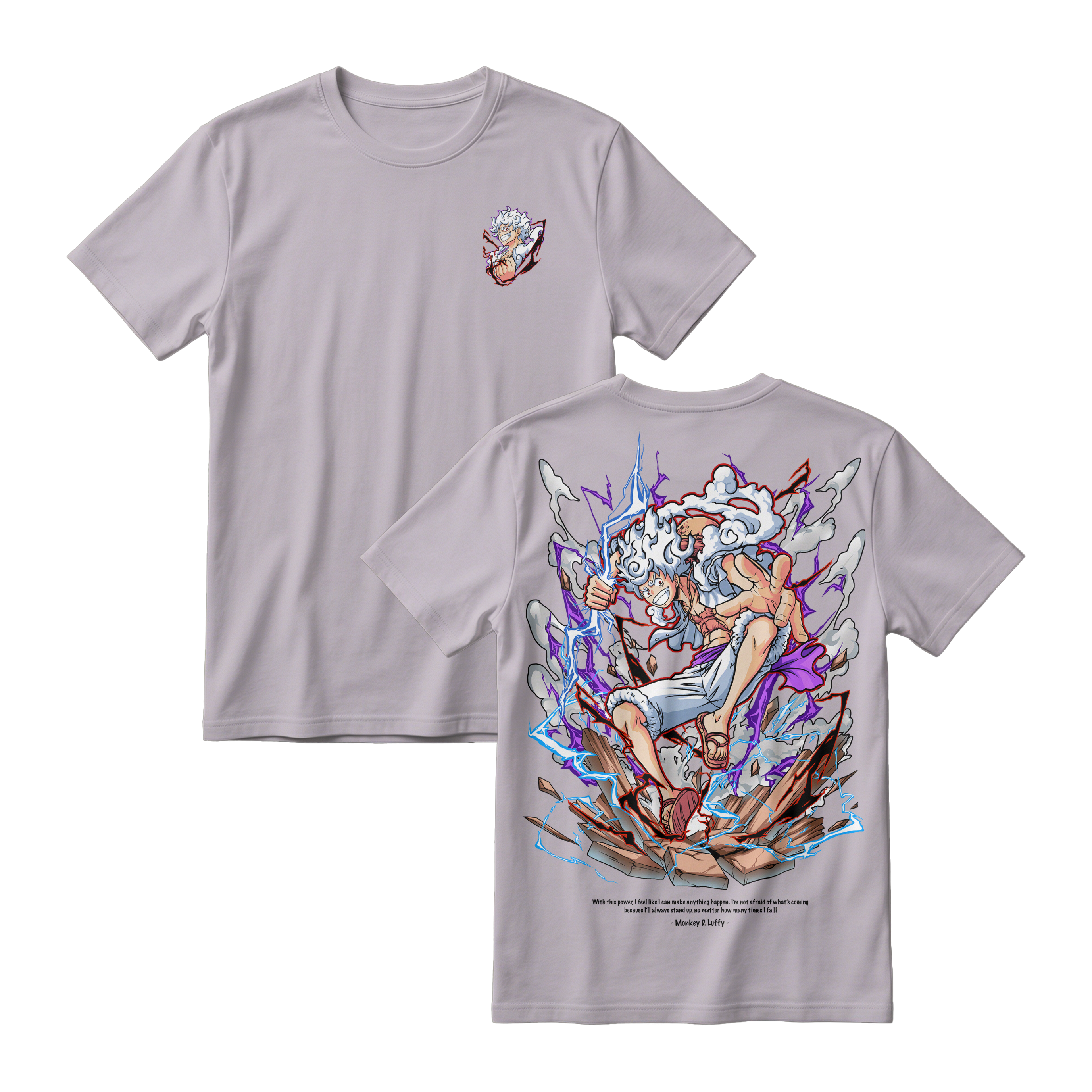 Anime One Piece Monkey D. Luffy Short Sleeve Tee - ASH-GREY