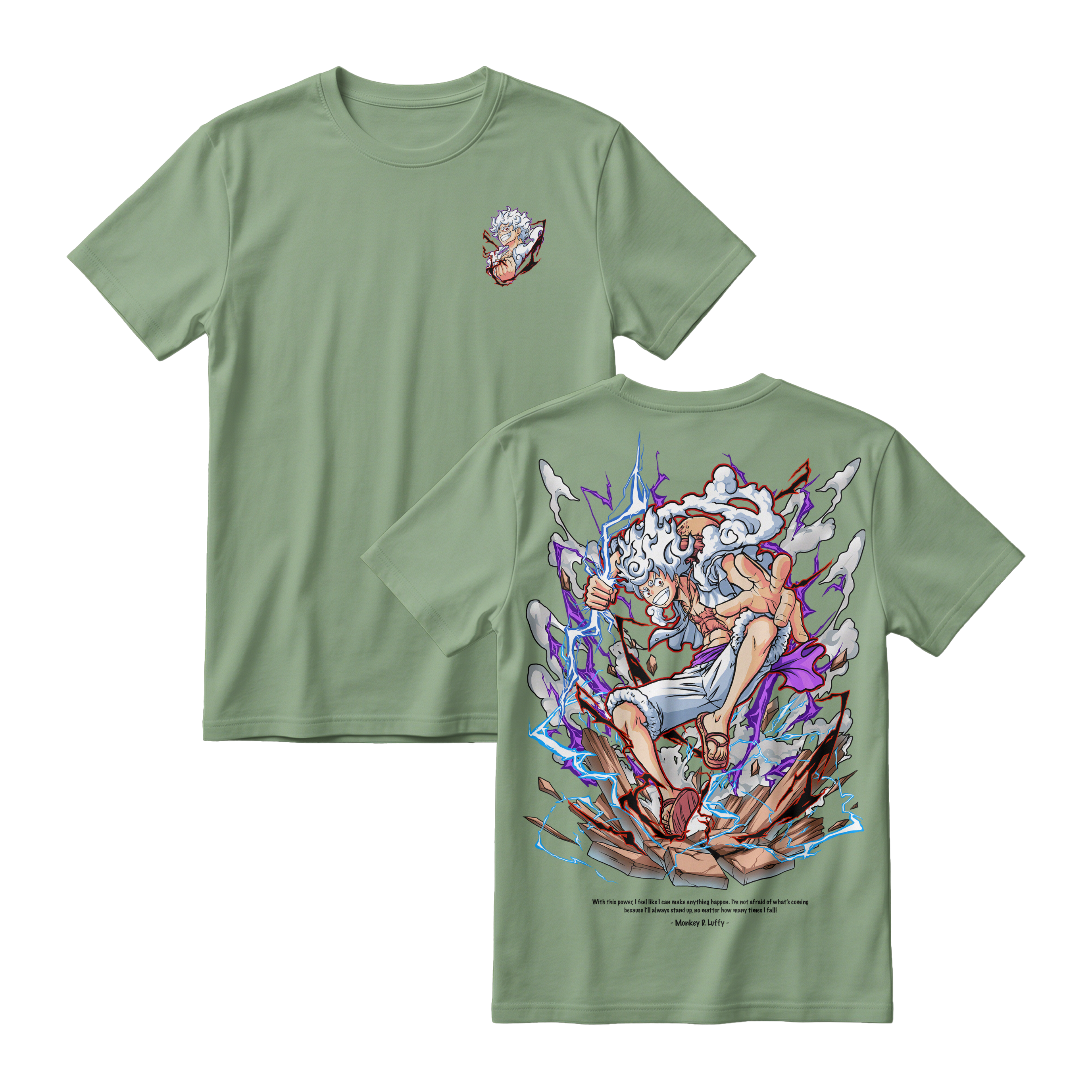 Anime One Piece Monkey D. Luffy Short Sleeve Tee - ASPARAGUS