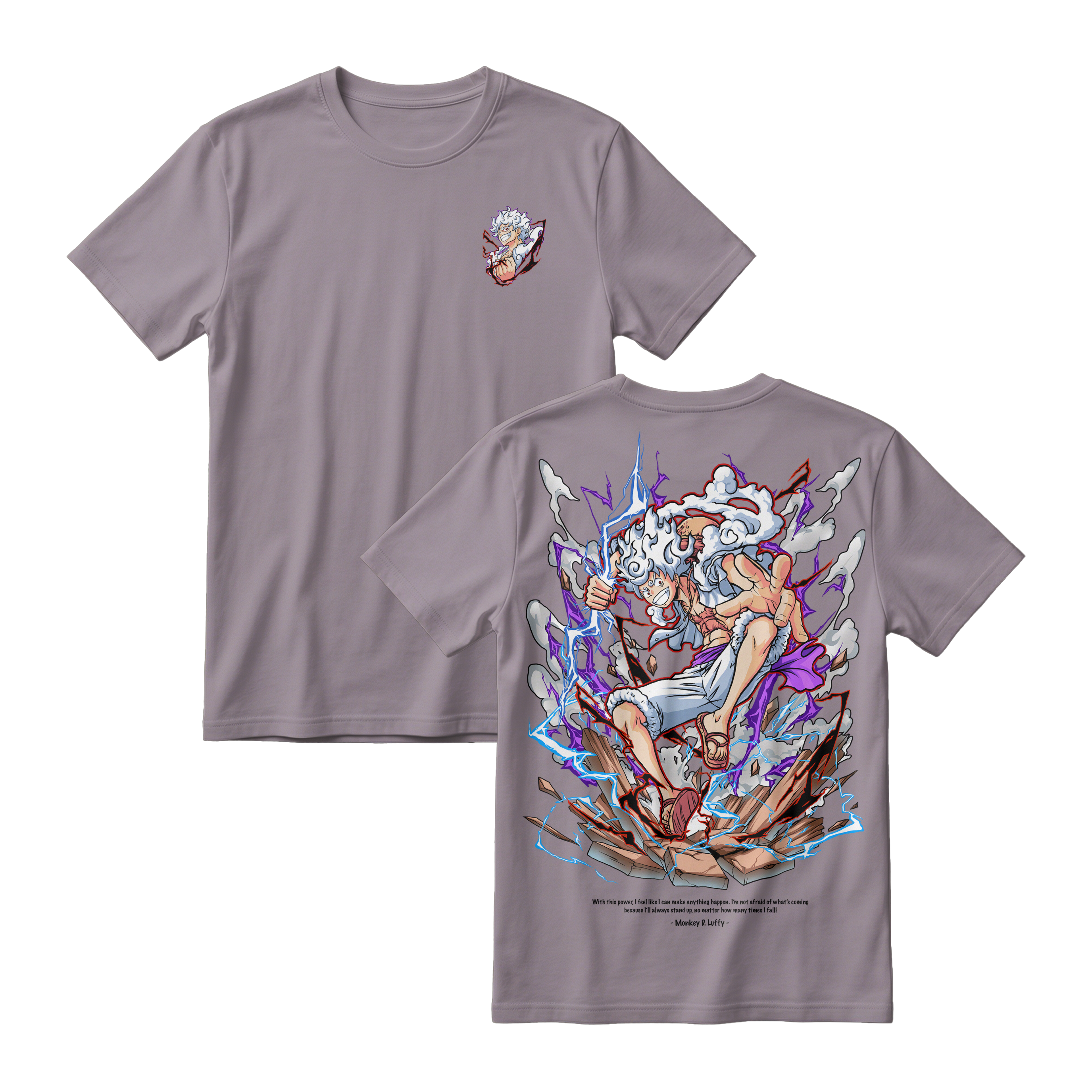 Anime One Piece Monkey D. Luffy Short Sleeve Tee - ASPHALT-GREY