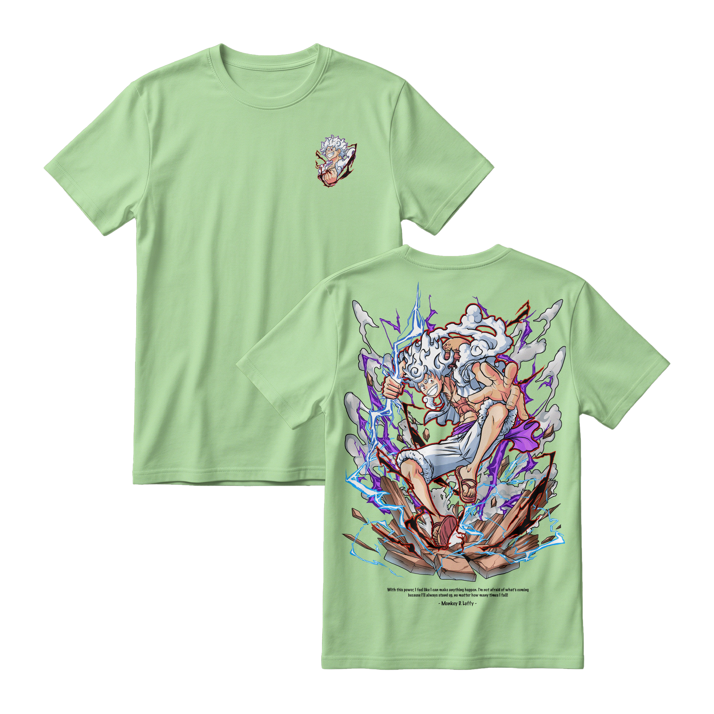 Anime One Piece Monkey D. Luffy Short Sleeve Tee - AVOCADO