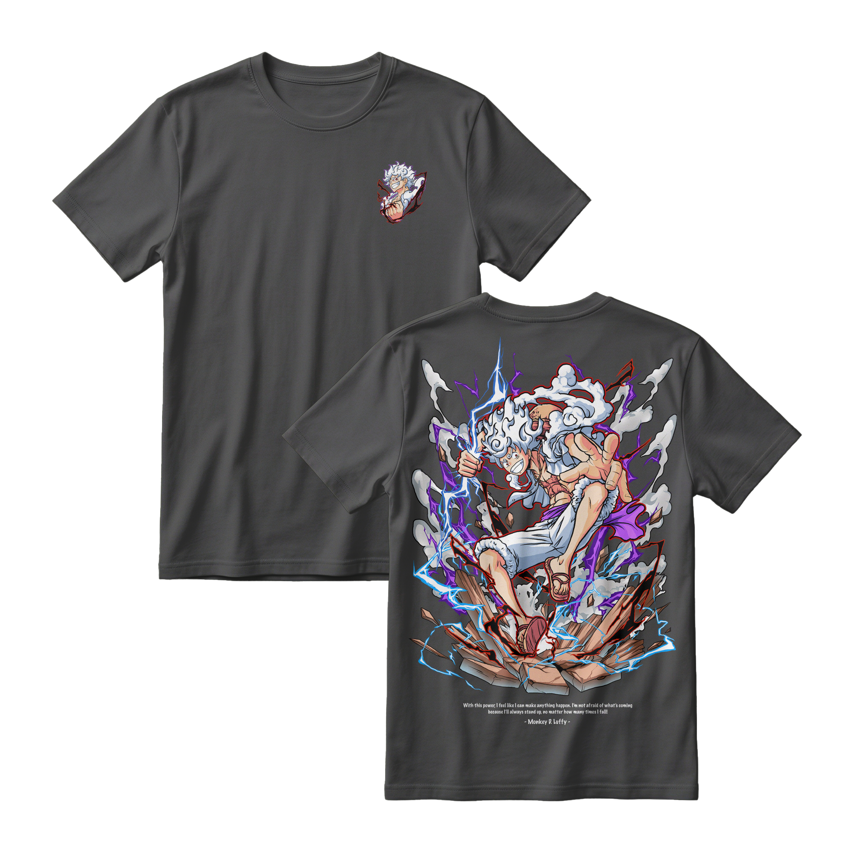 Anime One Piece Monkey D. Luffy Short Sleeve Tee - BLACK-JELLY