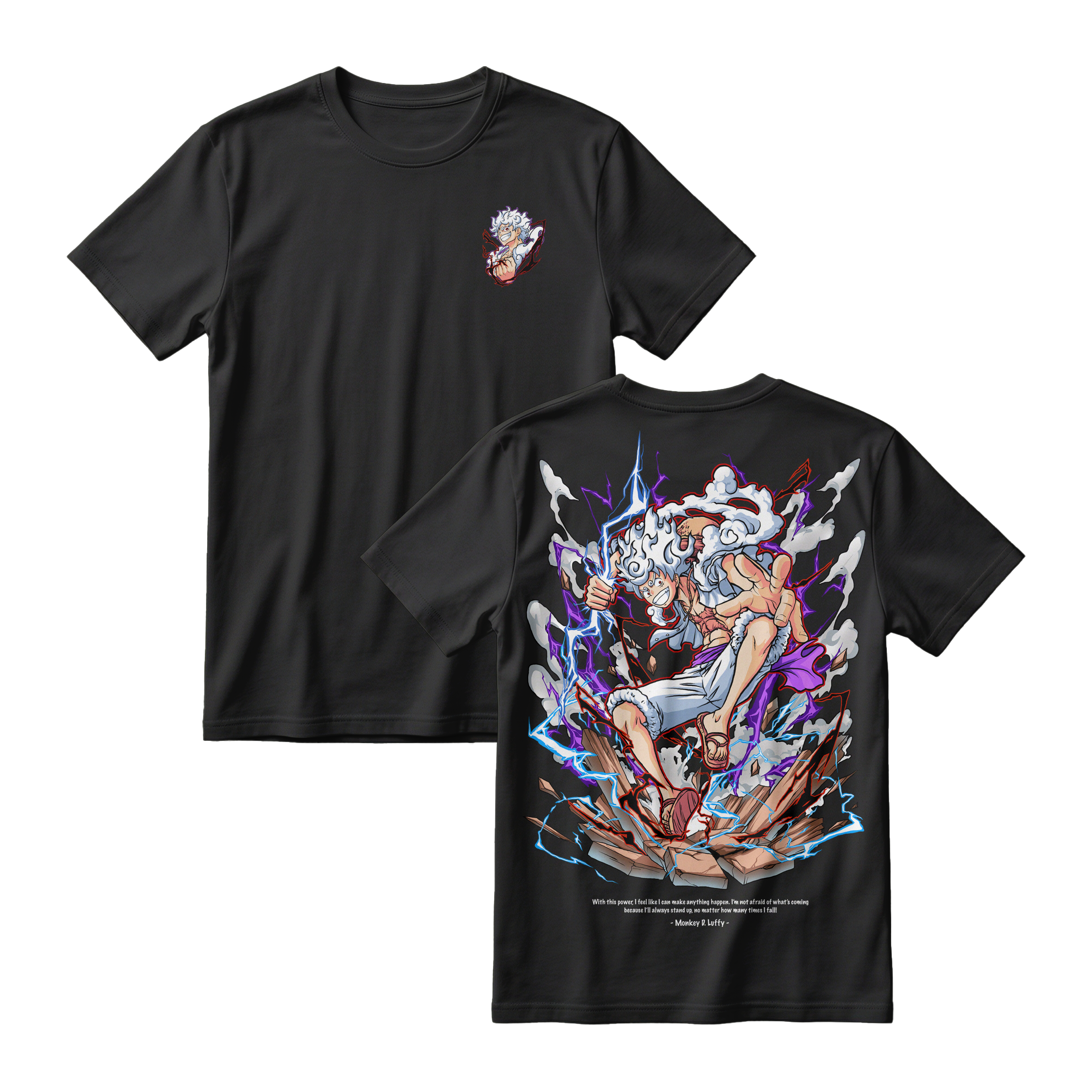 Anime One Piece Monkey D. Luffy Short Sleeve Tee - BLACK