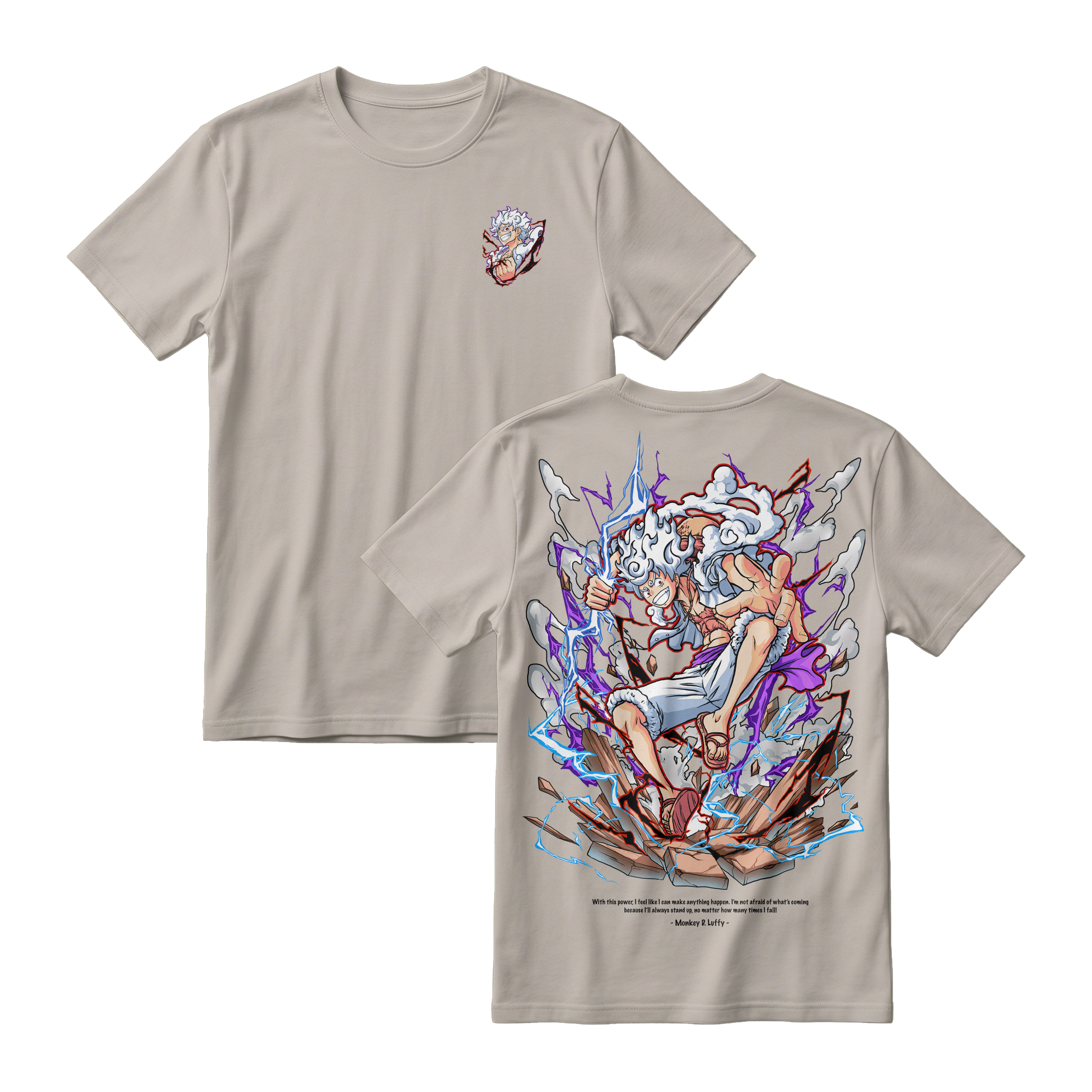 Anime One Piece Monkey D. Luffy Short Sleeve Tee - BONE