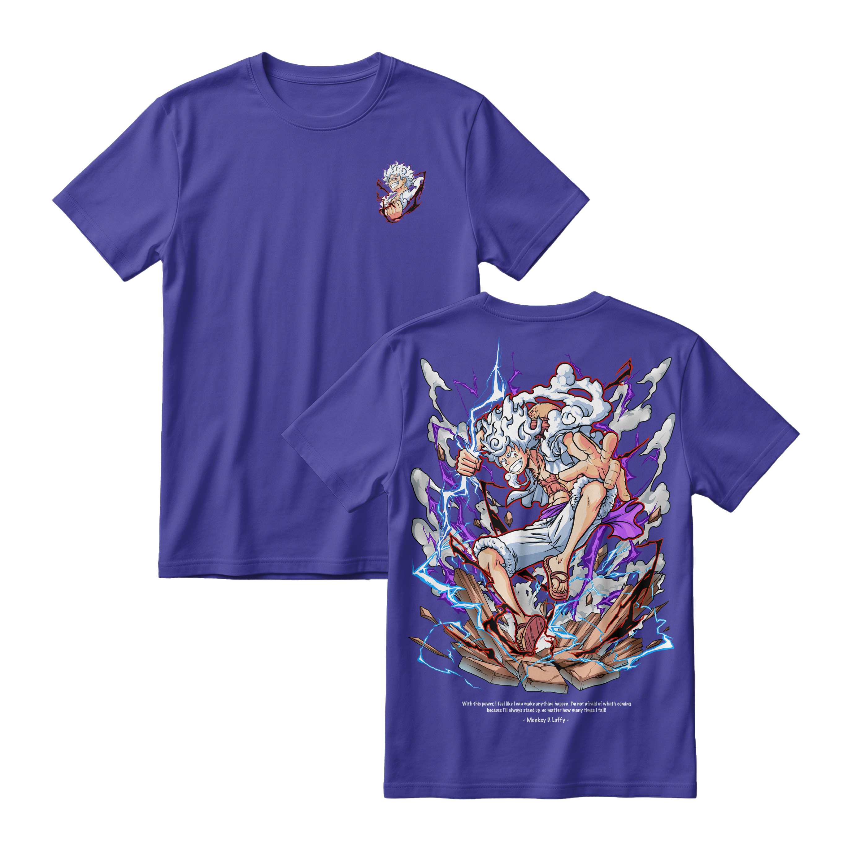 Anime One Piece Monkey D. Luffy Short Sleeve Tee - CADBURY