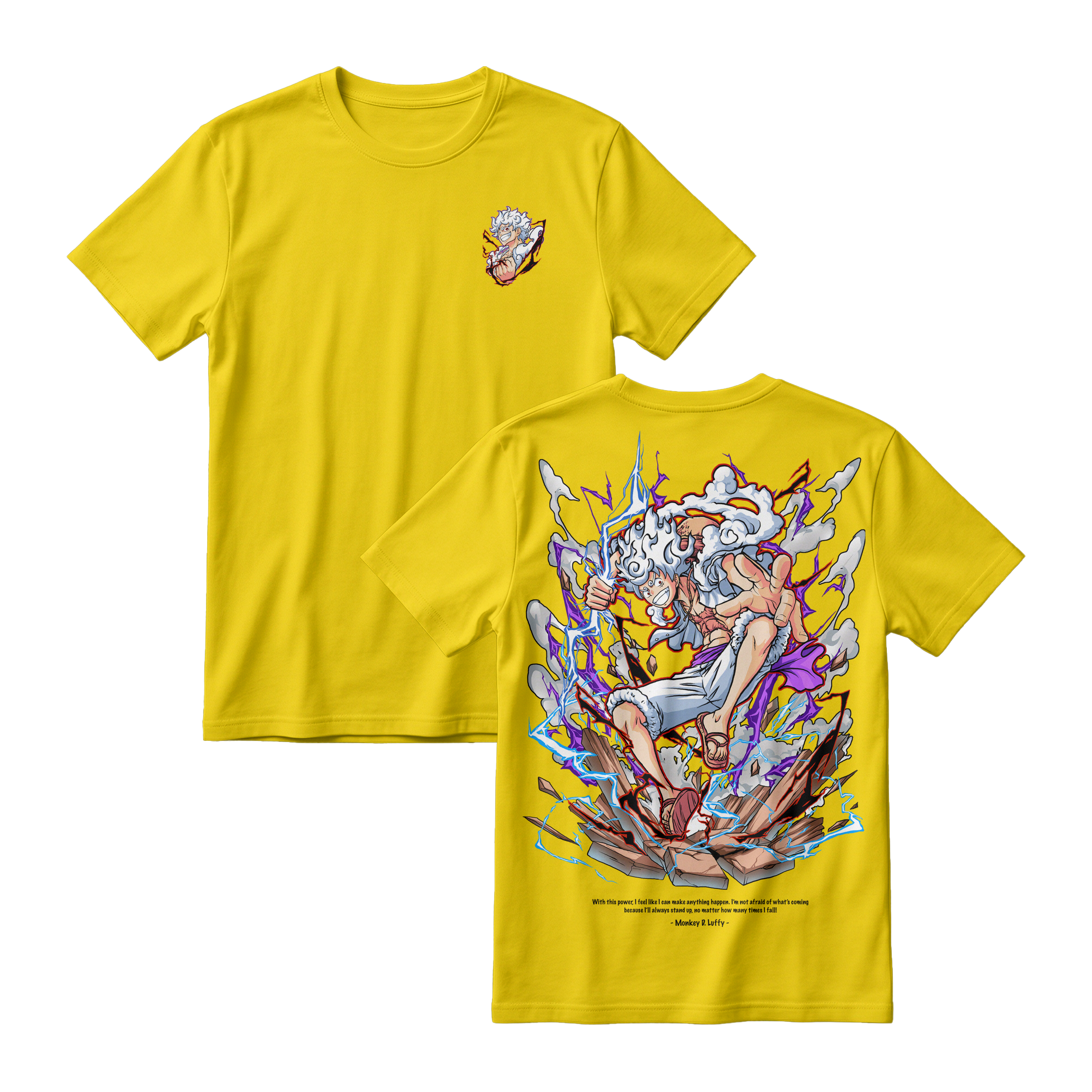 Anime One Piece Monkey D. Luffy Short Sleeve Tee - CANARY-YELLOW