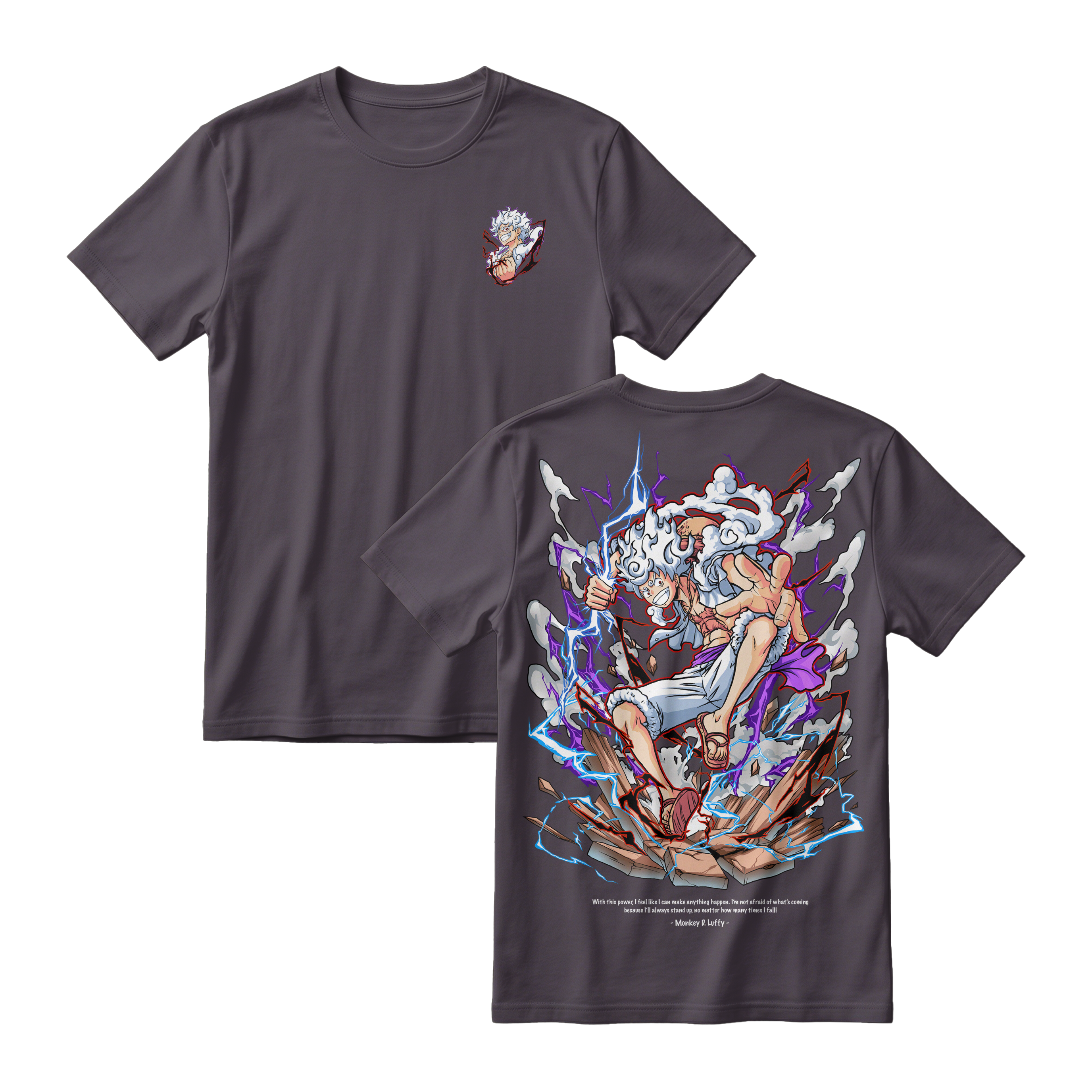 Anime One Piece Monkey D. Luffy Short Sleeve Tee - CHARCOAL