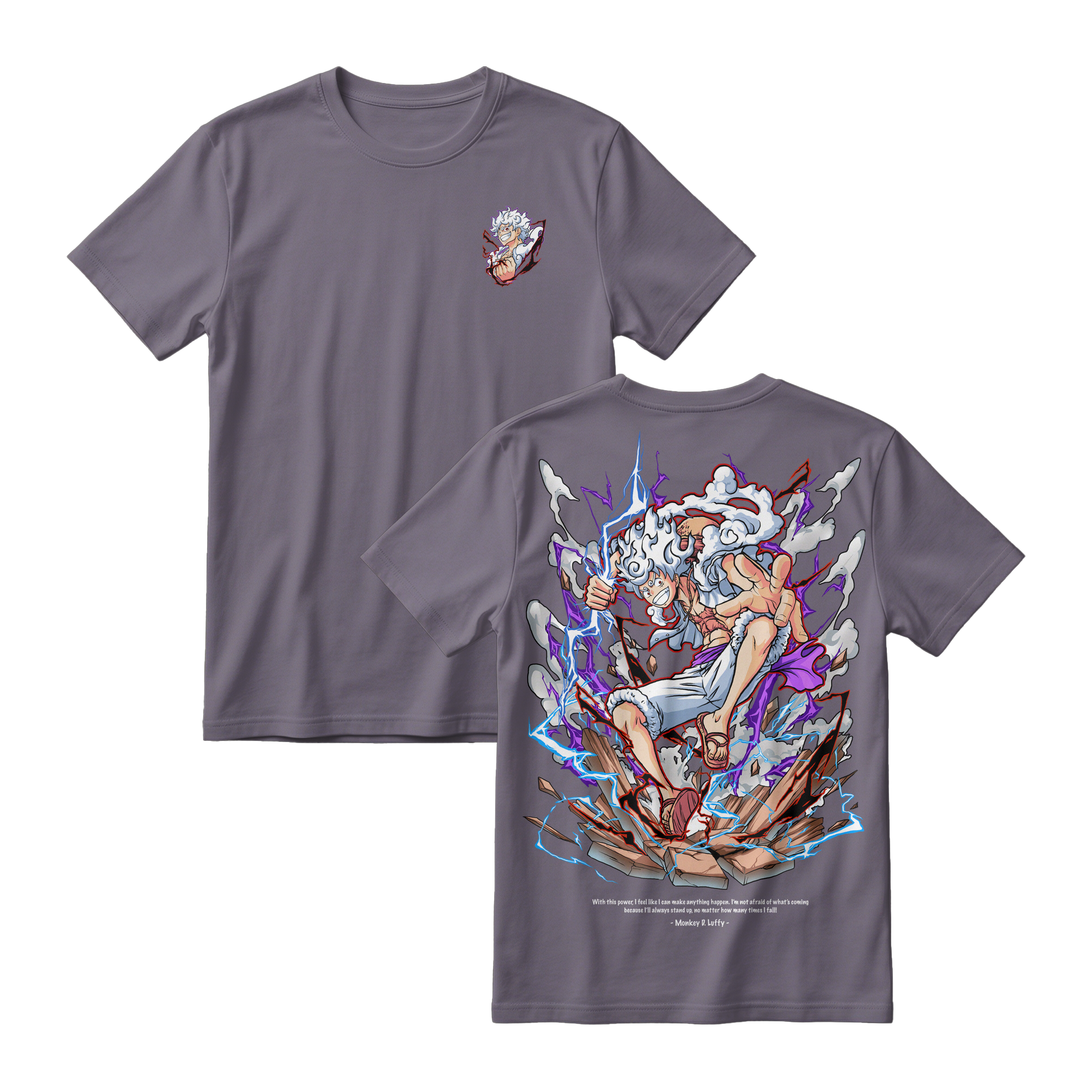 Anime One Piece Monkey D. Luffy Short Sleeve Tee - DARK-GREY