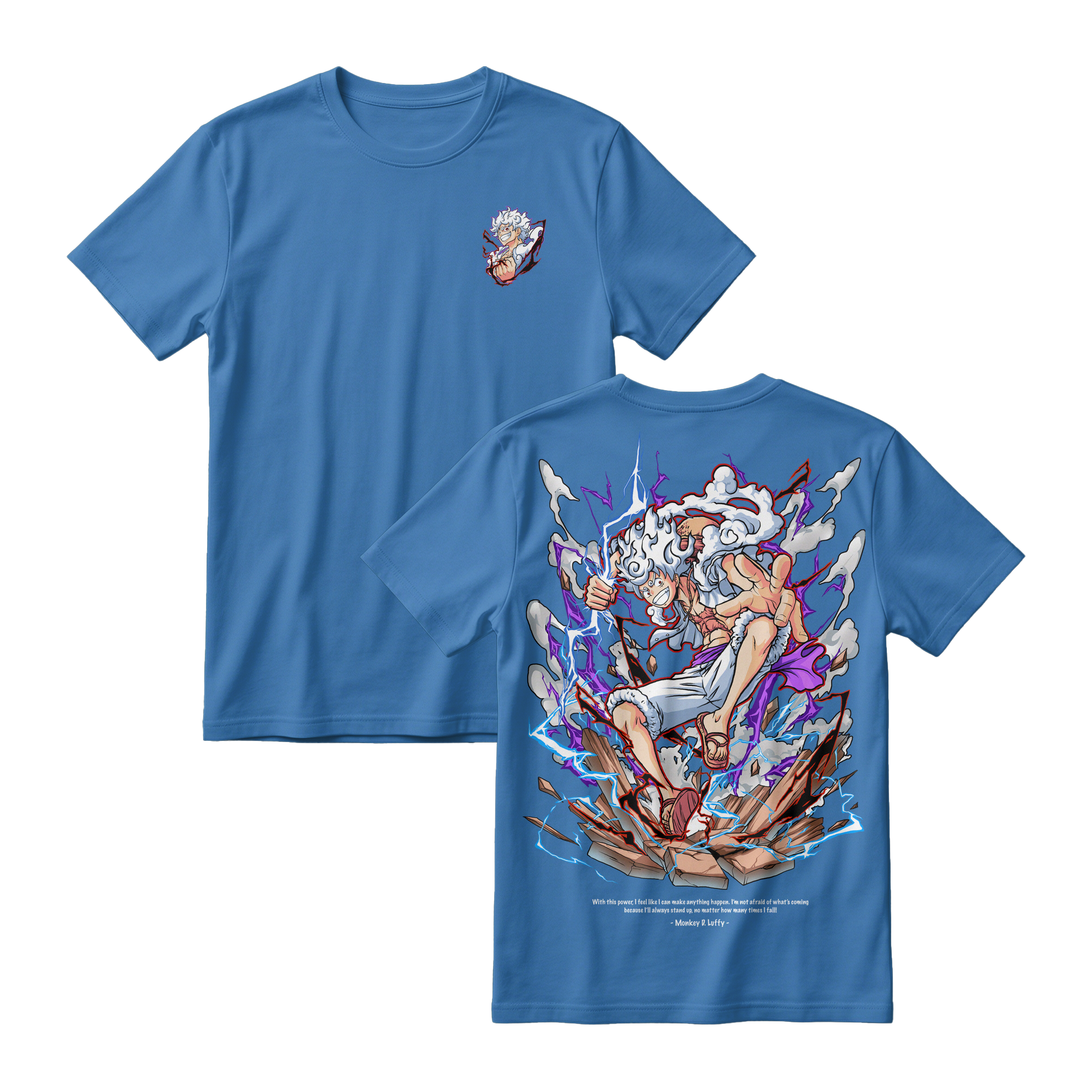 Anime One Piece Monkey D. Luffy Short Sleeve Tee - DEEP-BLUE