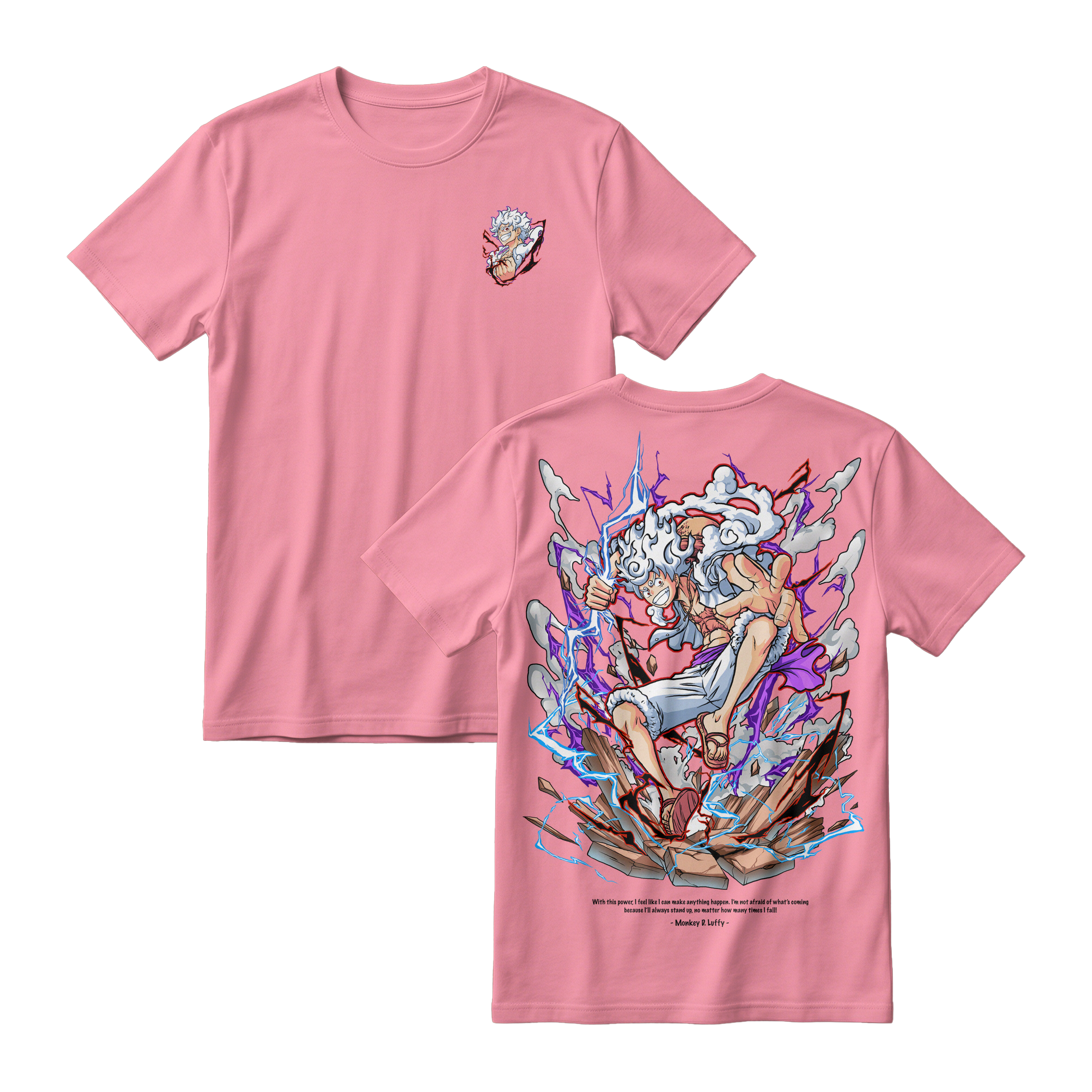 Anime One Piece Monkey D. Luffy Short Sleeve Tee - FLAMINGO