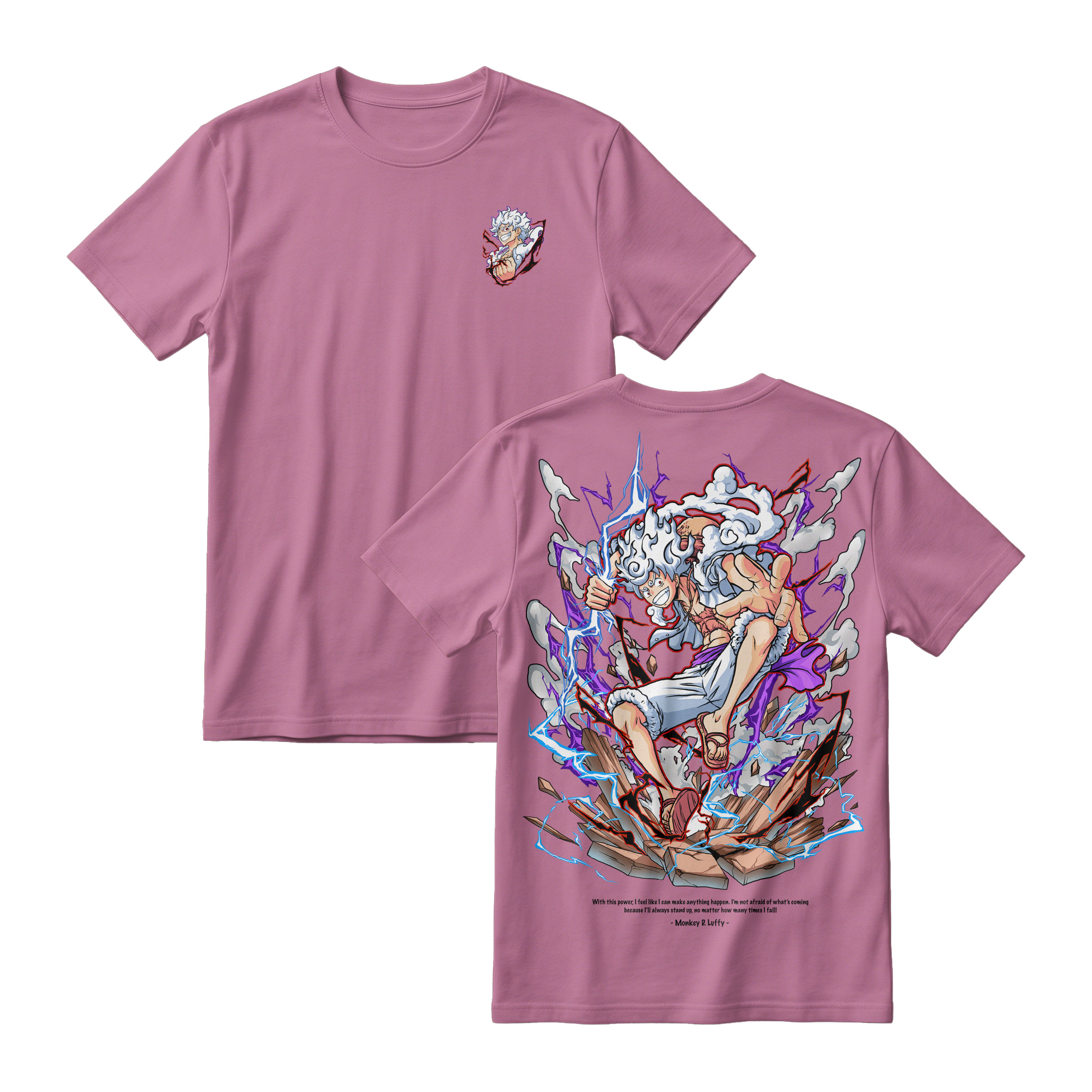 Anime One Piece Monkey D. Luffy Short Sleeve Tee -  LAVENDER