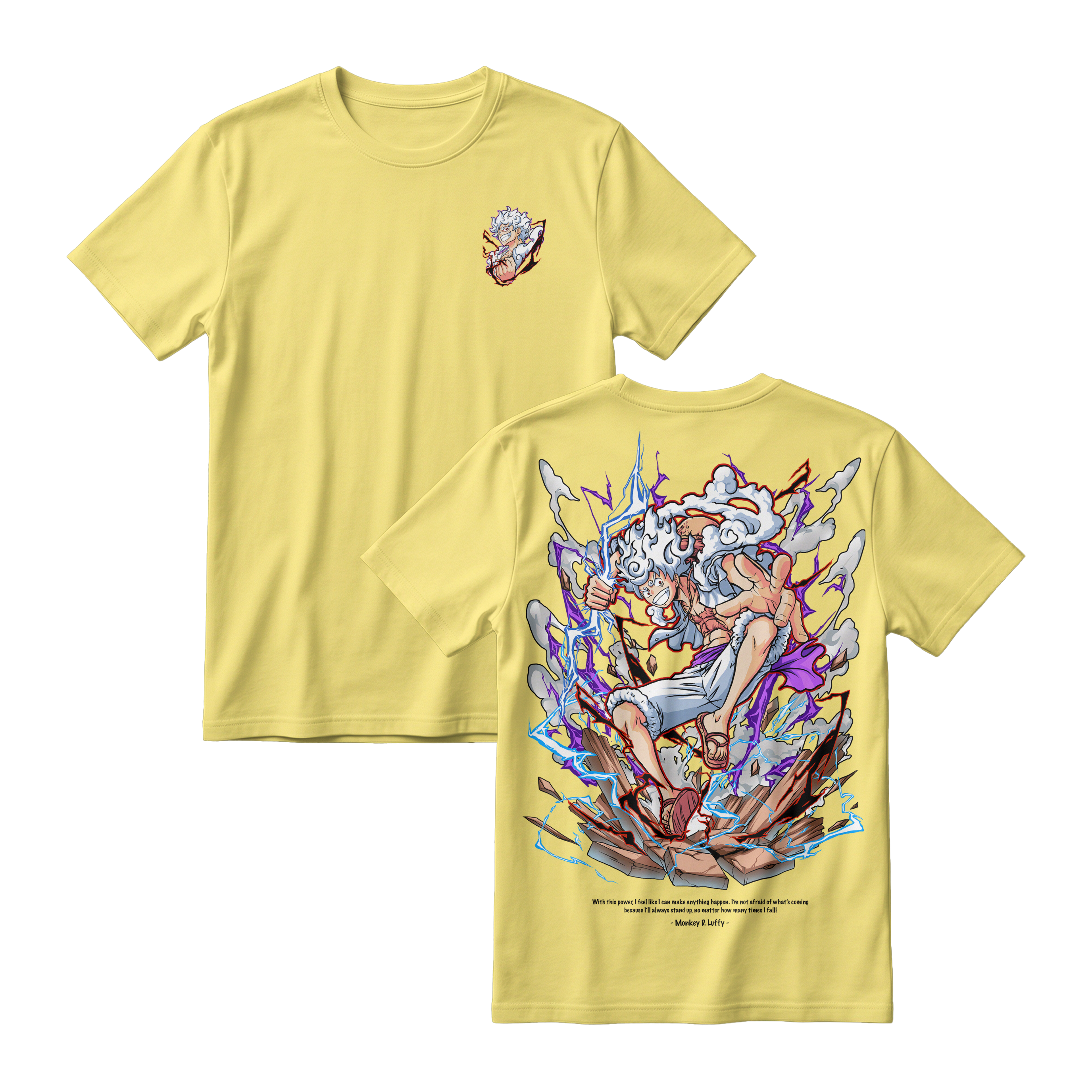 Anime One Piece Monkey D. Luffy Short Sleeve Tee -  LEMON
