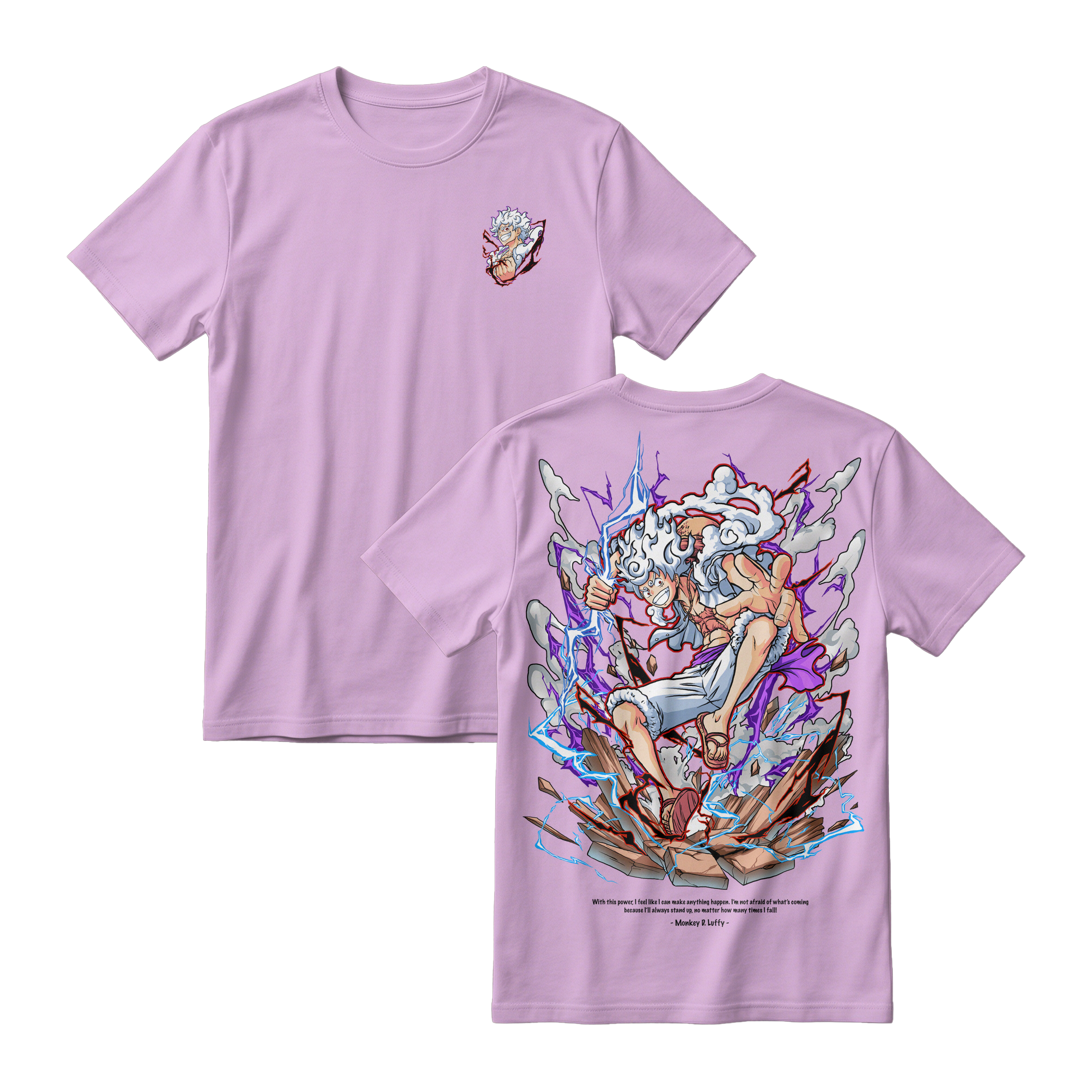 Anime One Piece Monkey D. Luffy Short Sleeve Tee -  LILAC