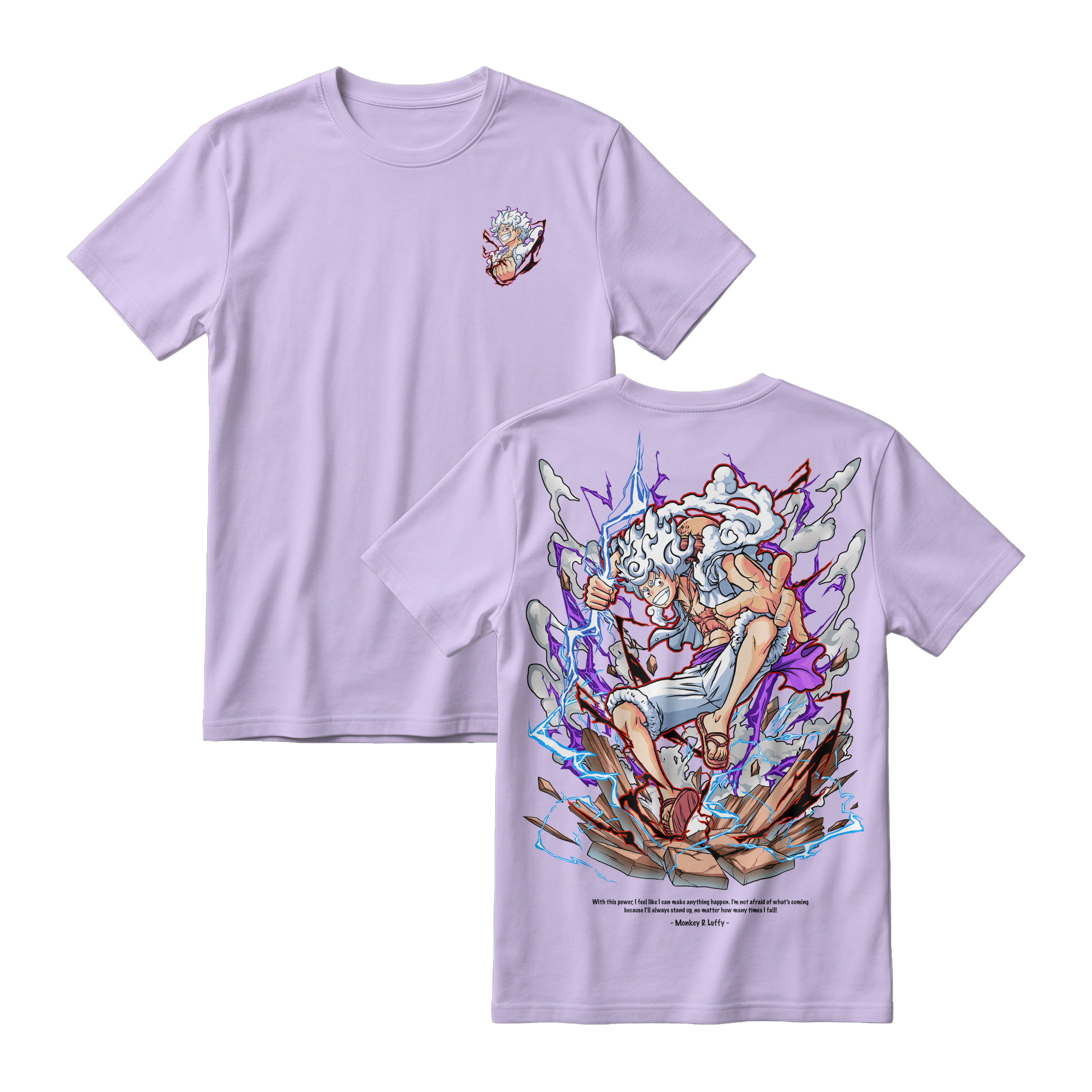 Anime One Piece Monkey D. Luffy Short Sleeve Tee -  PERIWIINKLE