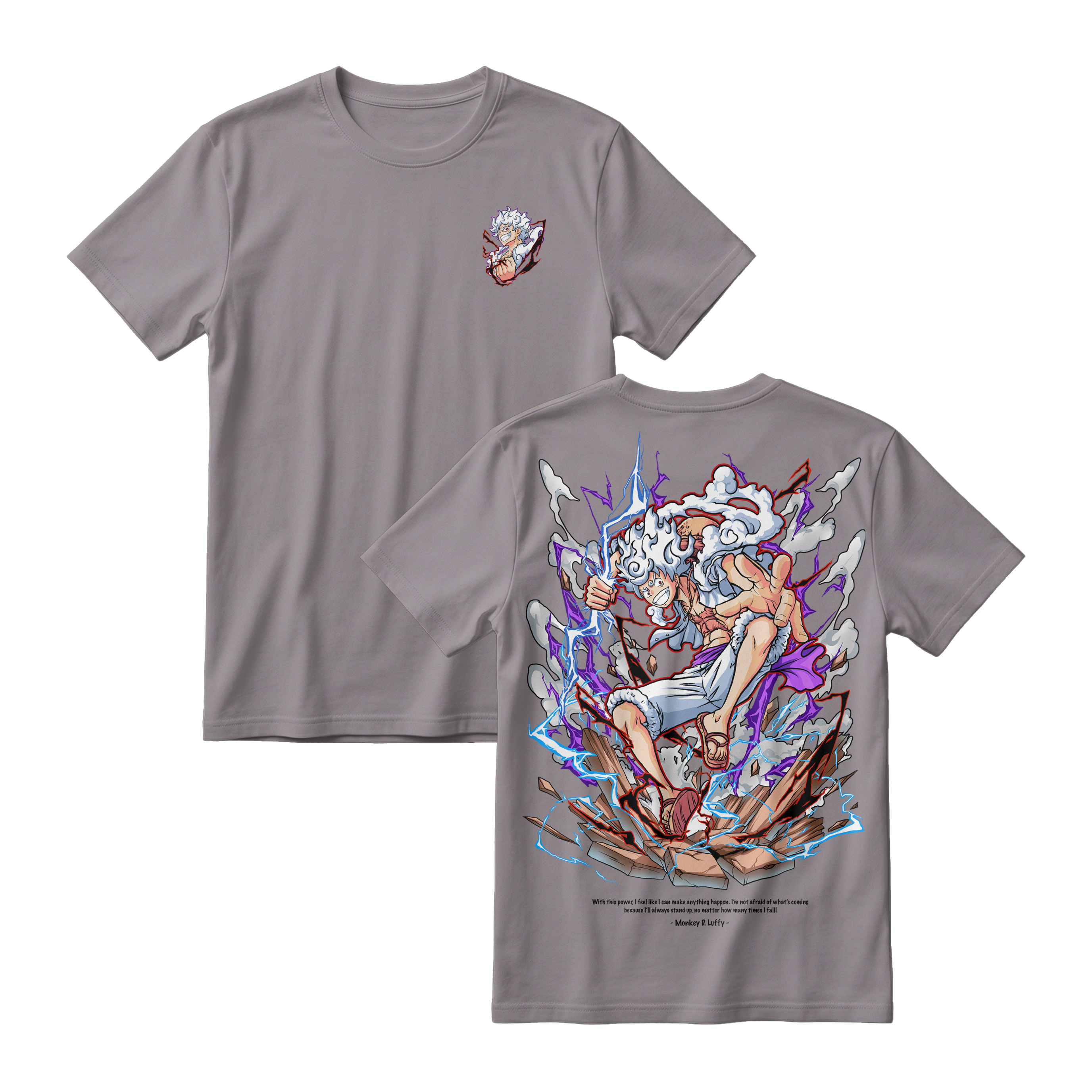 Anime One Piece Monkey D. Luffy Short Sleeve Tee -  SMOKE-GREY