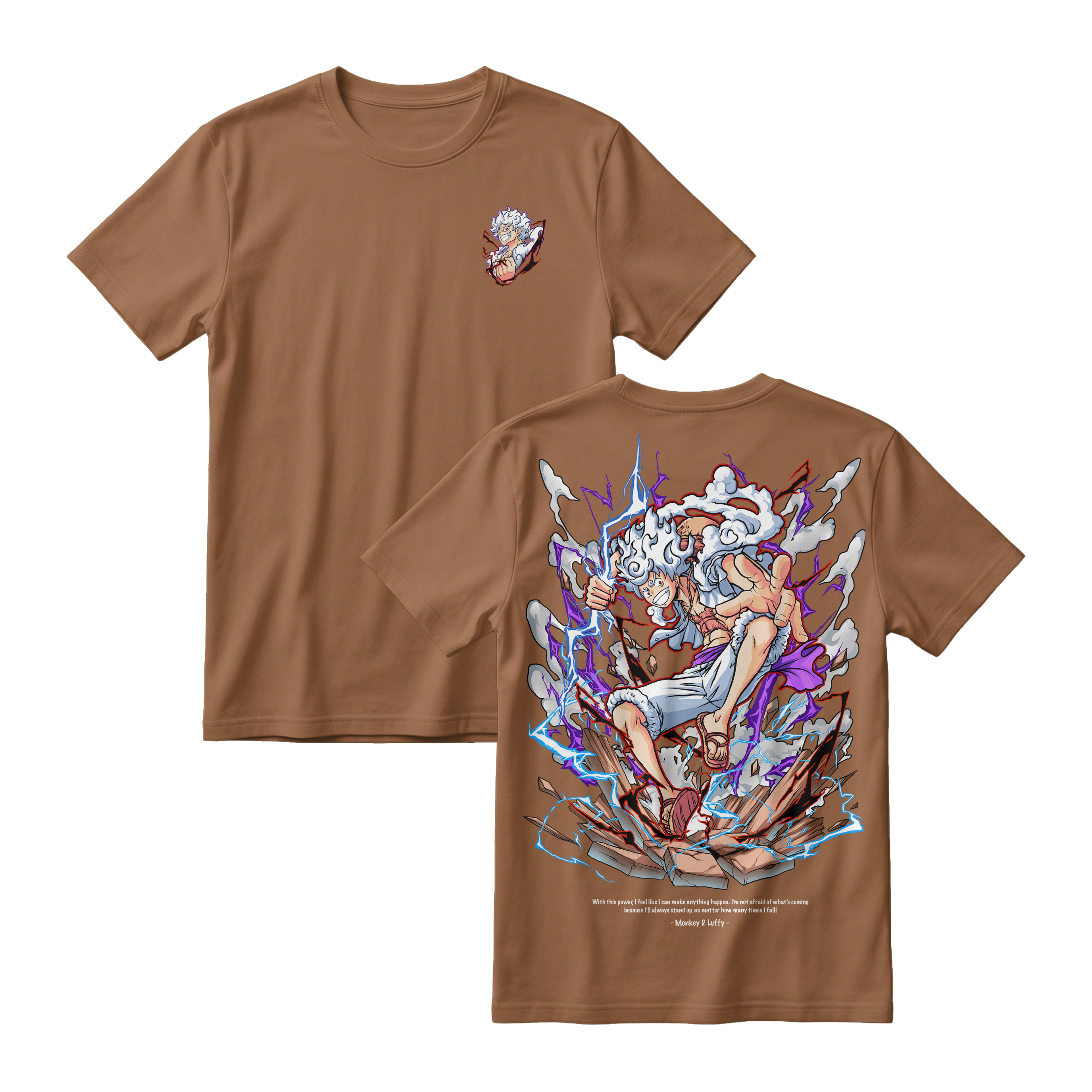 Anime One Piece Monkey D. Luffy Short Sleeve Tee -  WALNUT