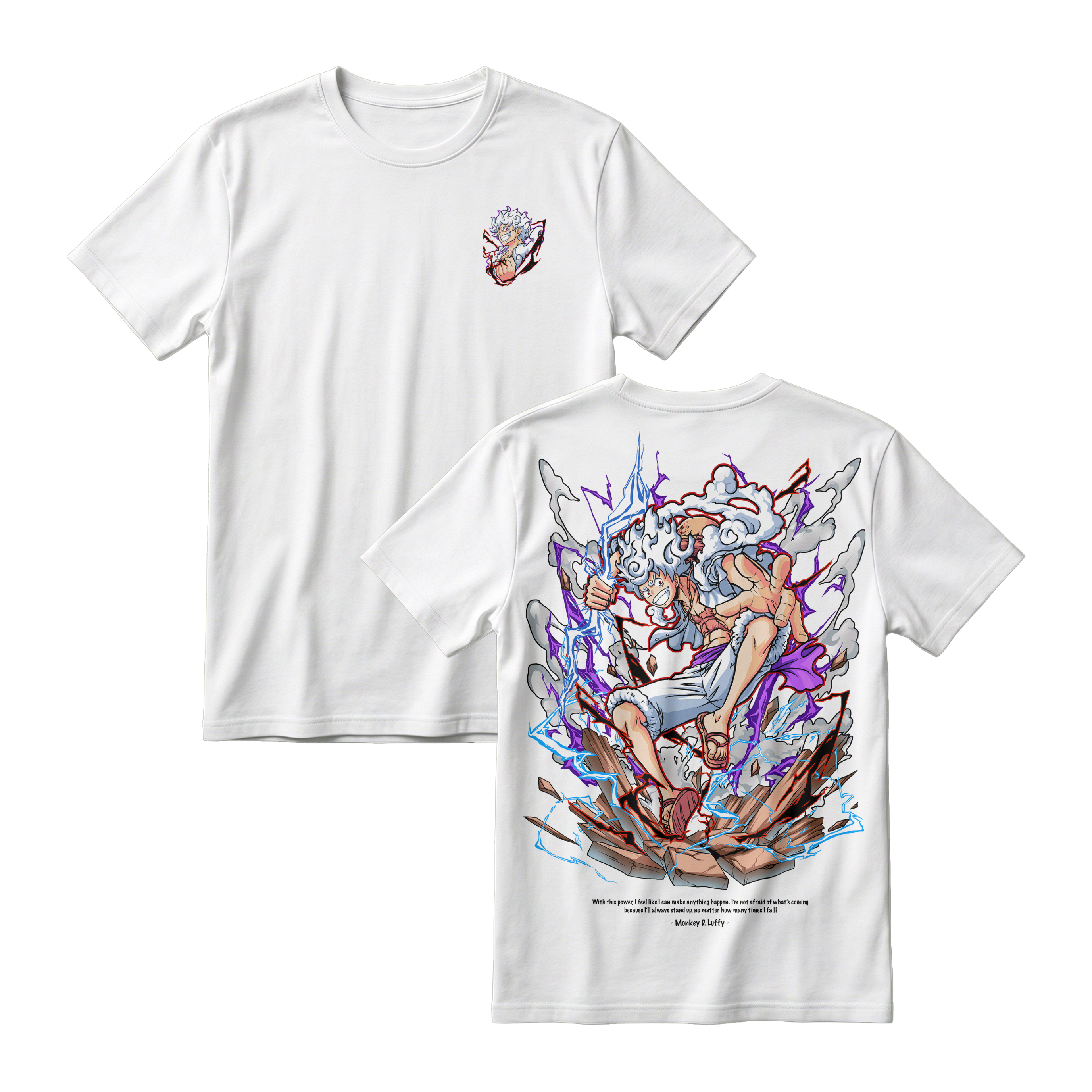 Anime One Piece Monkey D. Luffy Short Sleeve Tee -  WHITE
