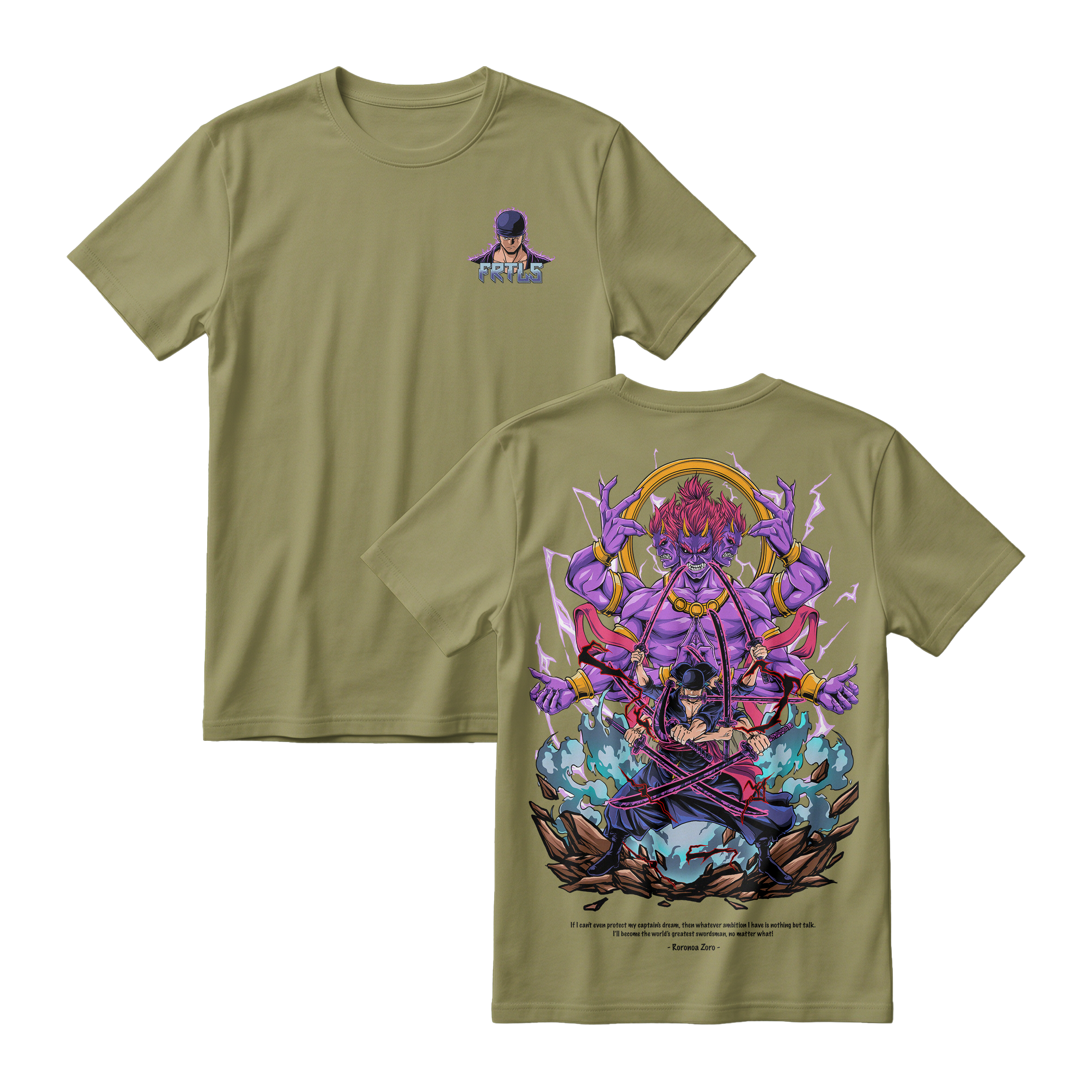 Anime One Piece Roronoa Zoro Short Sleeve Tee - ARMY