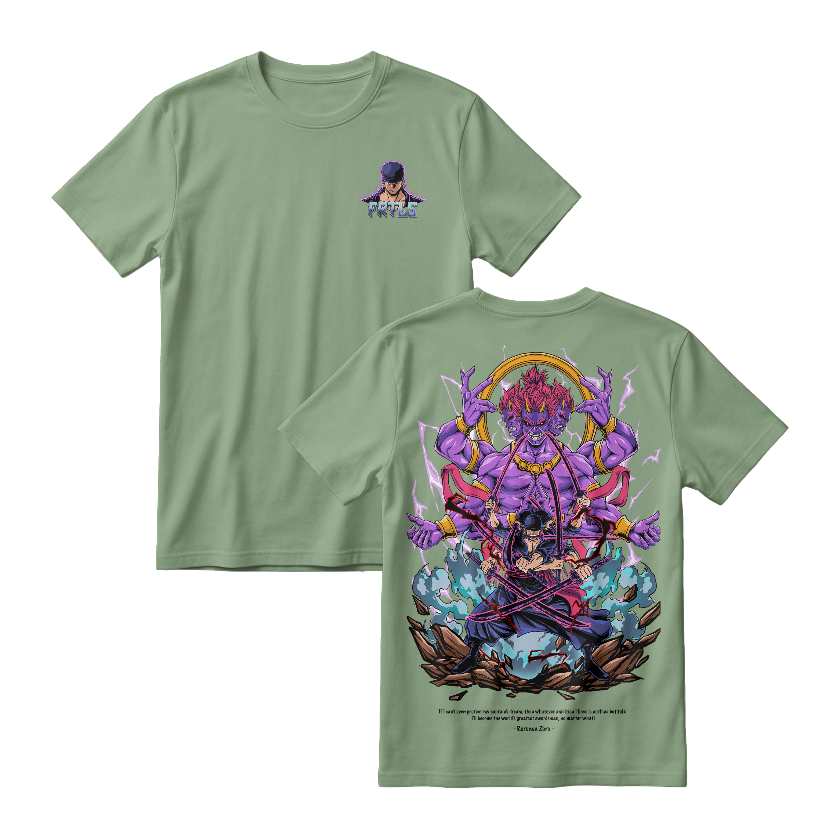 Anime One Piece Roronoa Zoro Short Sleeve Tee - ASPARAGUS