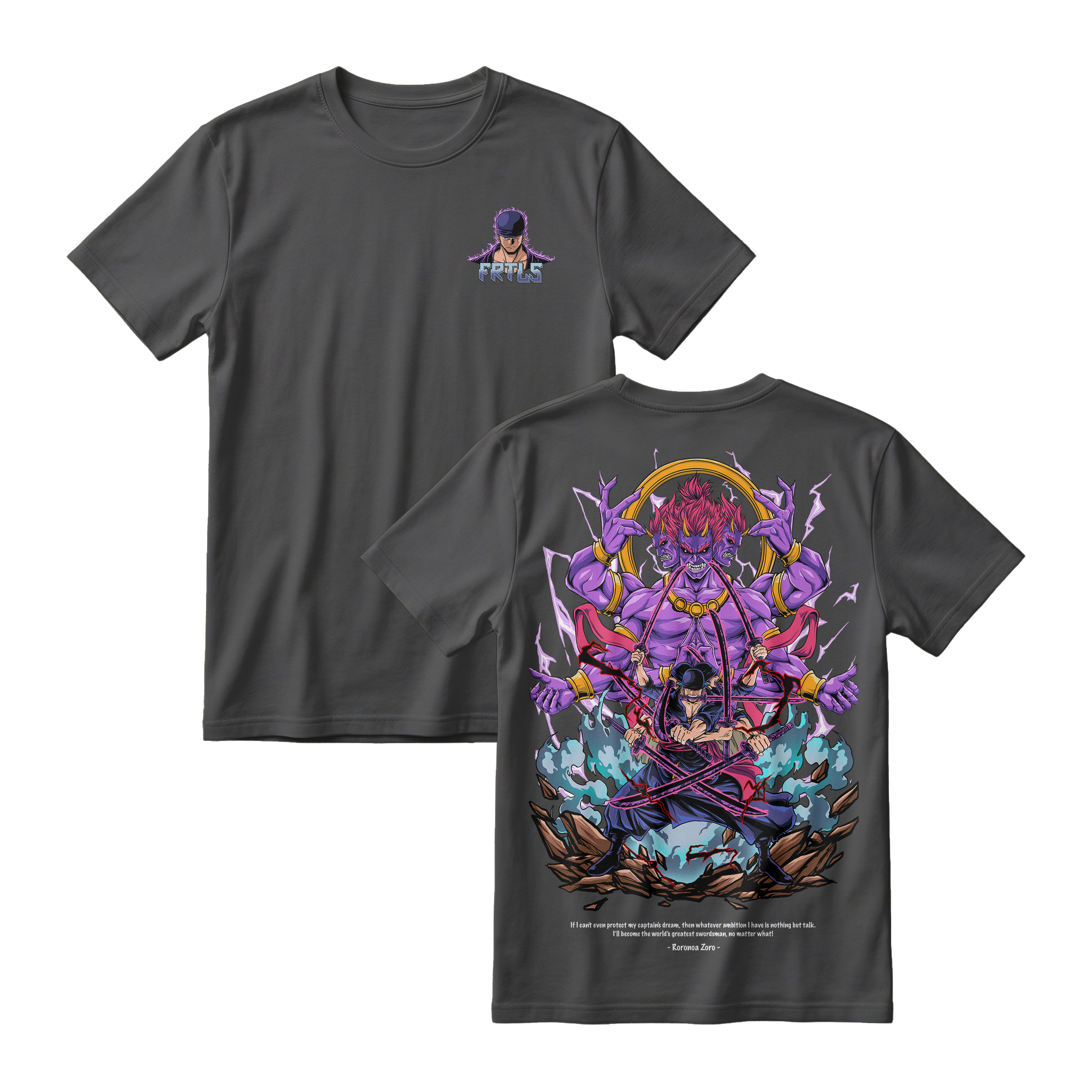 Anime One Piece Roronoa Zoro Short Sleeve Tee - BLACK-JELLY