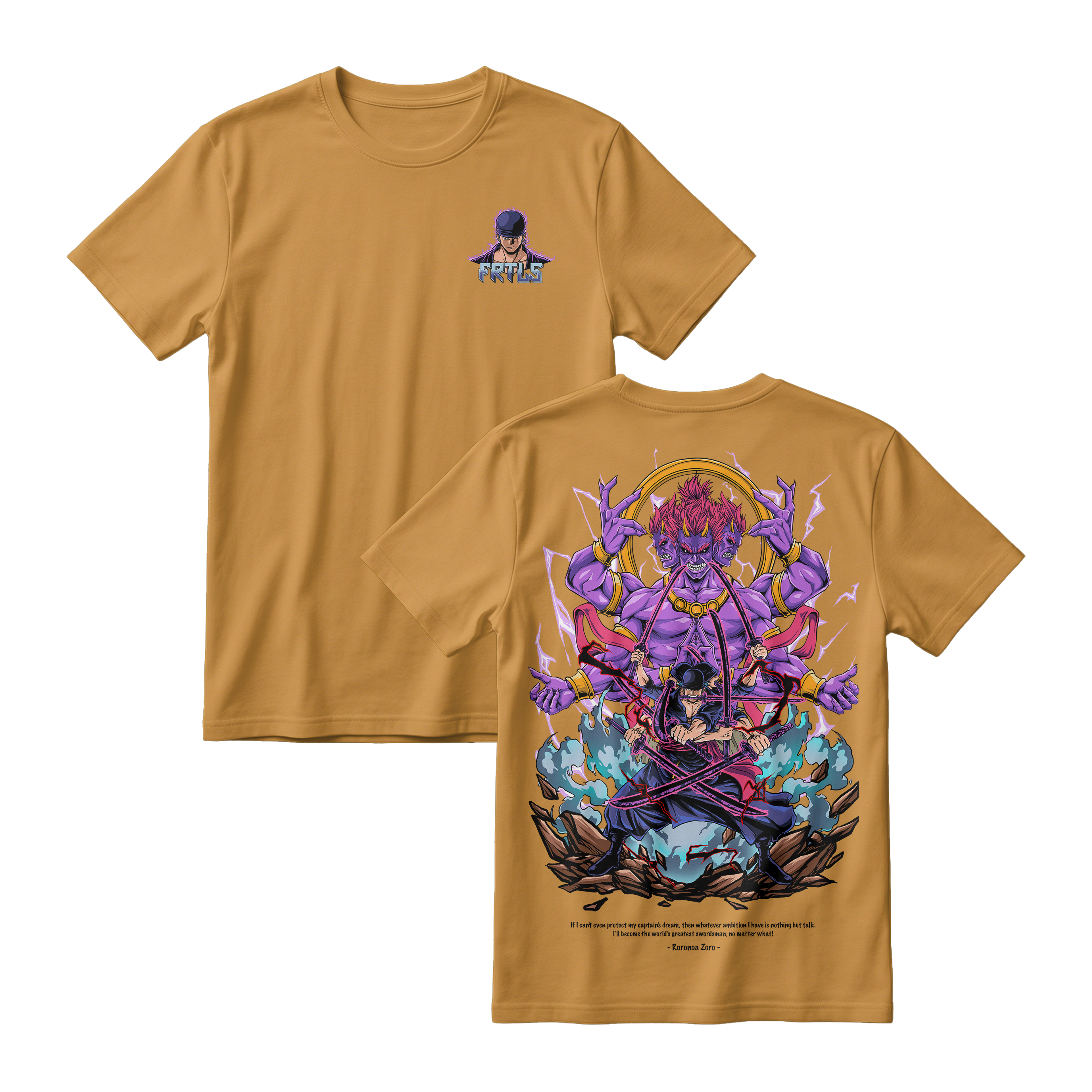 Anime One Piece Roronoa Zoro Short Sleeve Tee - BRONZE