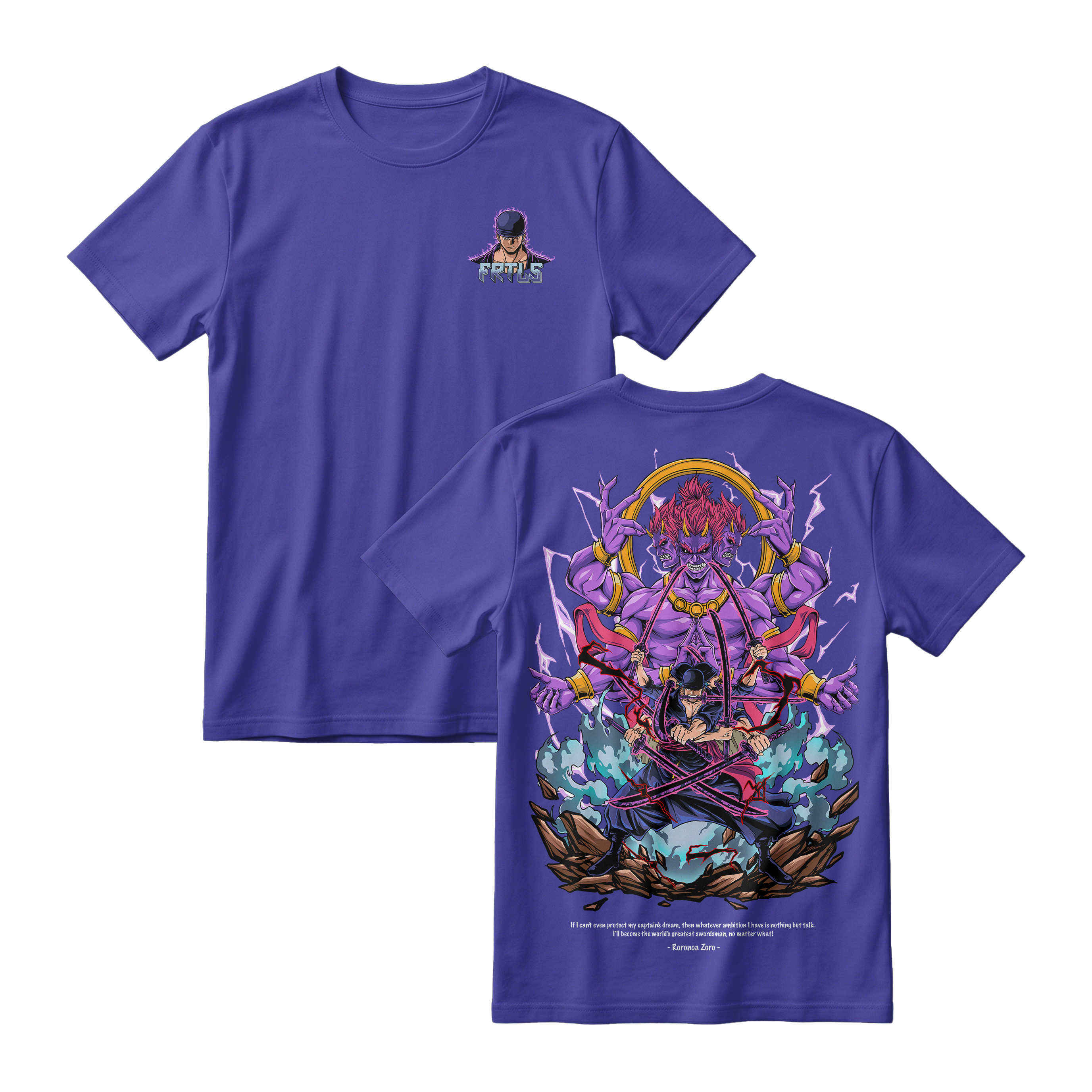 Anime One Piece Roronoa Zoro Short Sleeve Tee - CADBURY