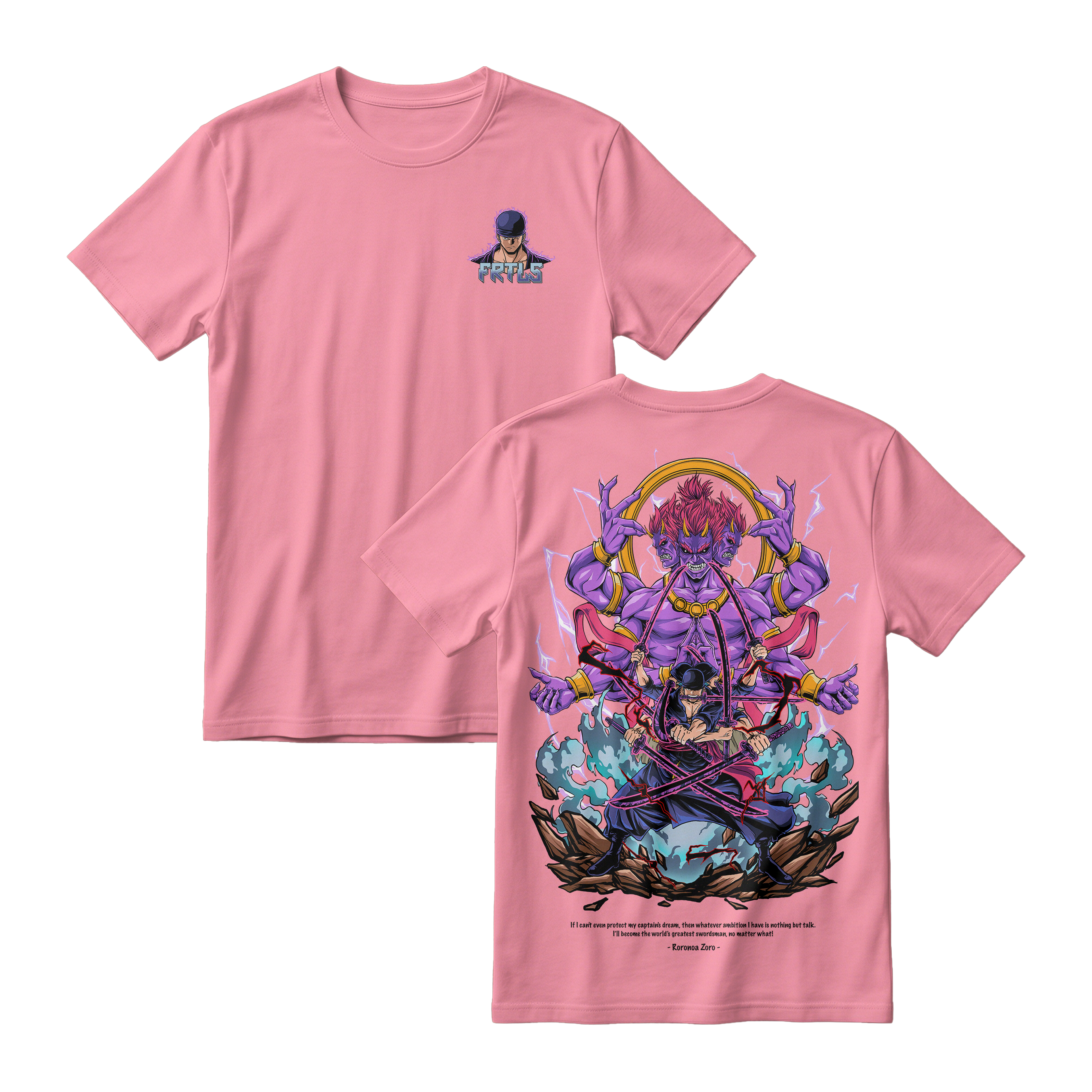 Anime One Piece Roronoa Zoro Short Sleeve Tee - FLAMINGO