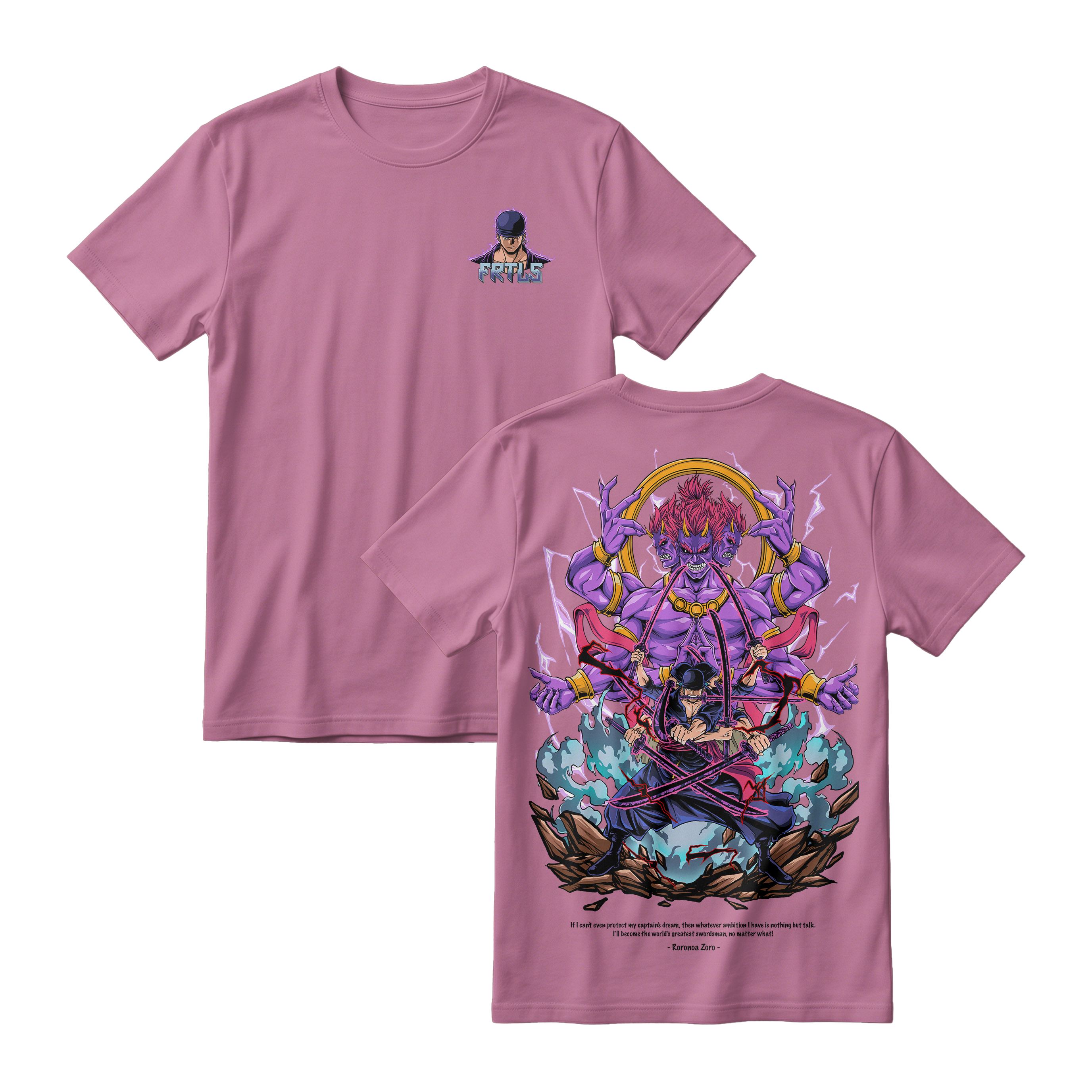 Anime One Piece Roronoa Zoro Short Sleeve Tee - LAVENDER