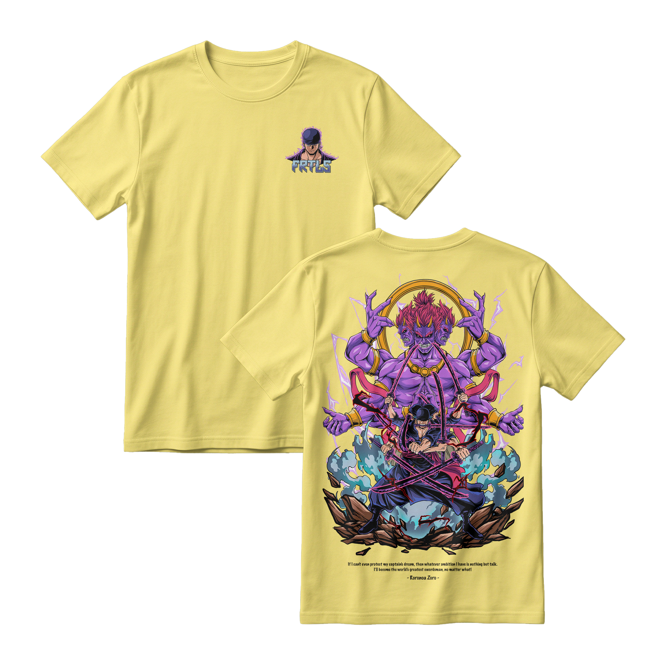 Anime One Piece Roronoa Zoro Short Sleeve Tee - LEMON