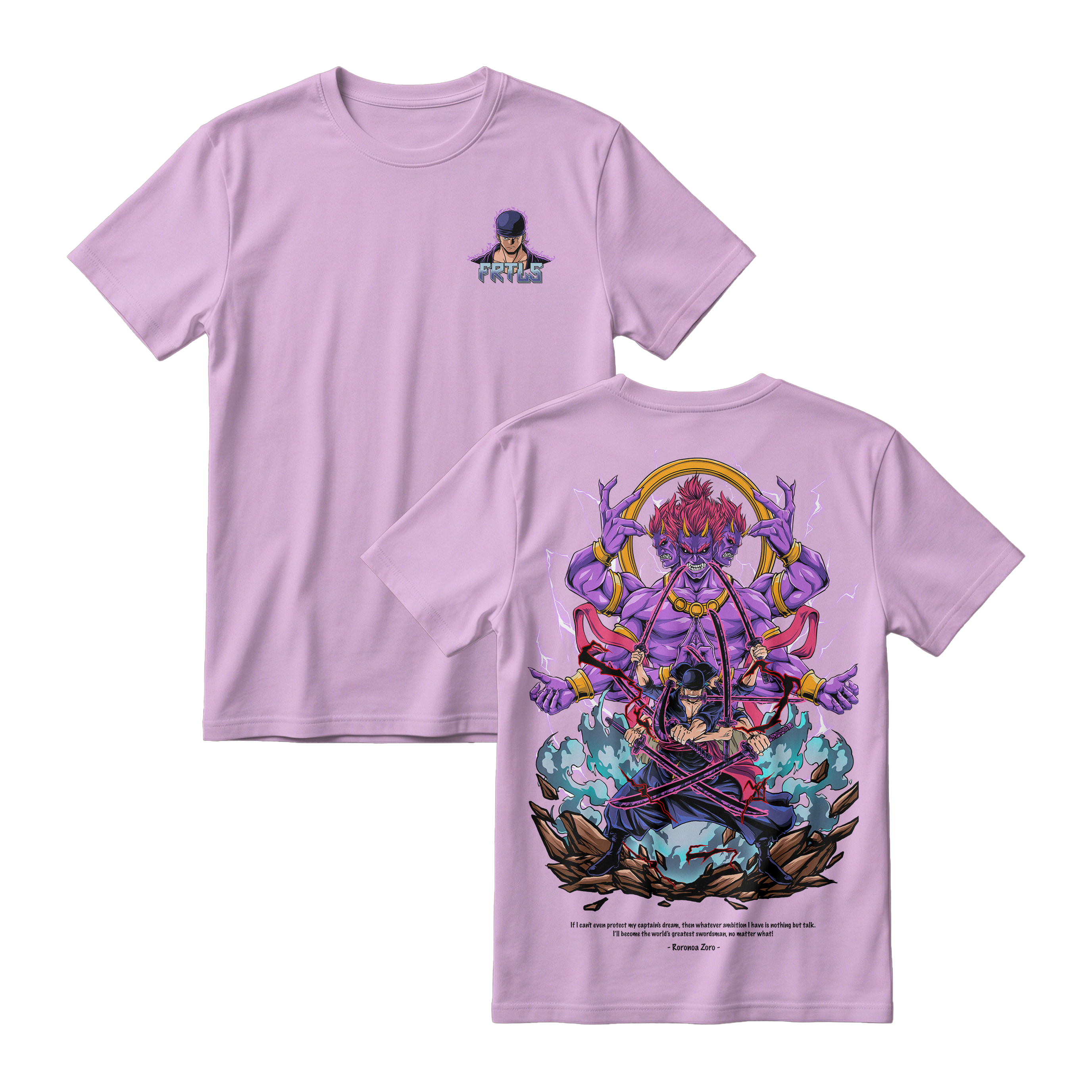 Anime One Piece Roronoa Zoro Short Sleeve Tee - LILAC