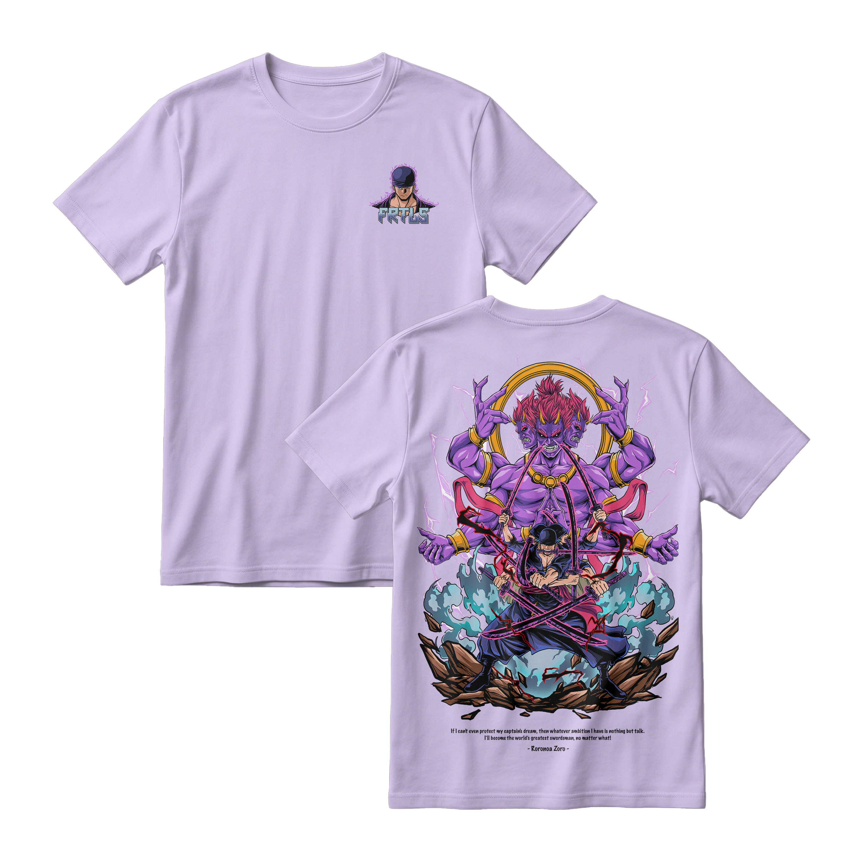Anime One Piece Roronoa Zoro Short Sleeve Tee - PERIWINKLE