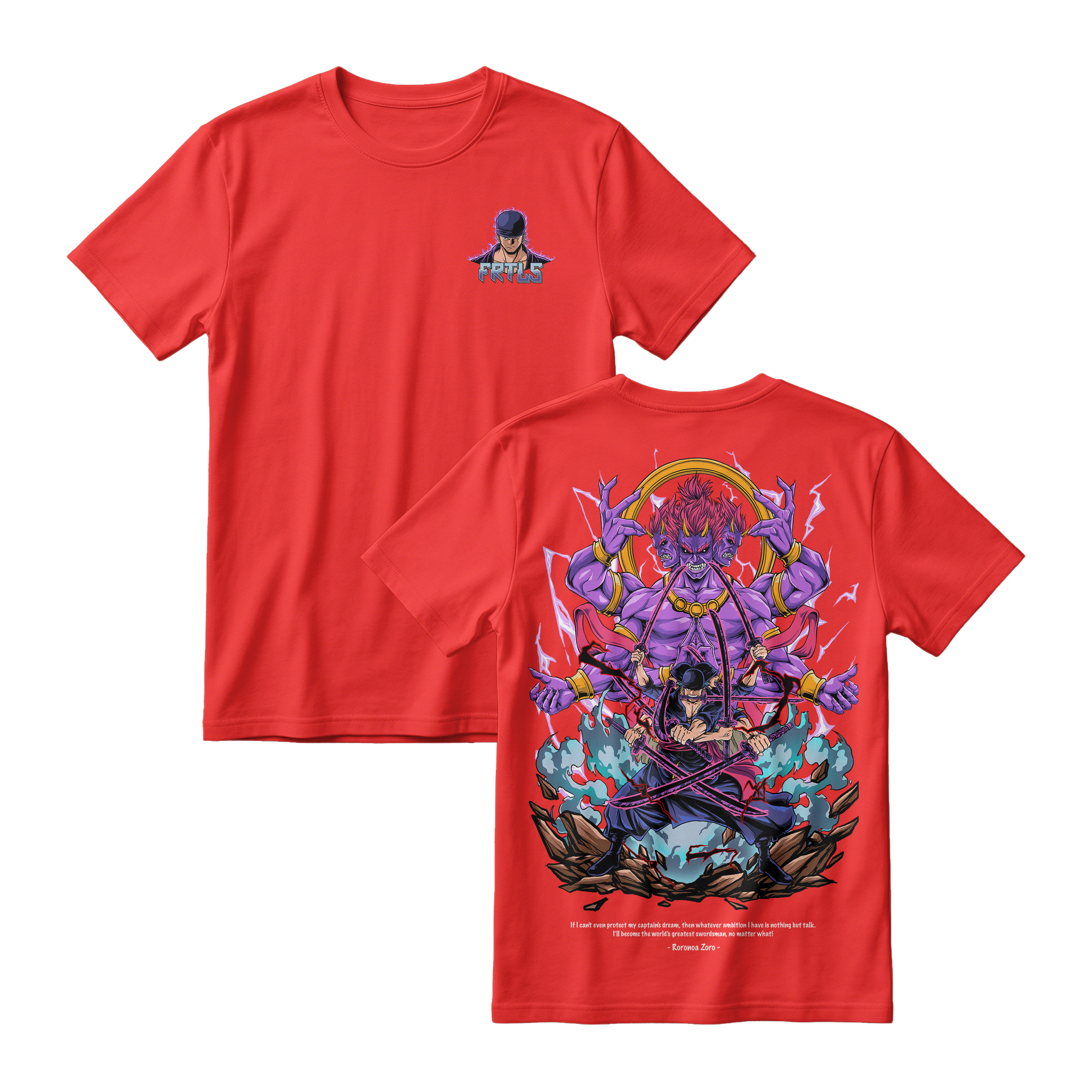 Anime One Piece Roronoa Zoro Short Sleeve Tee - RED-CHILI