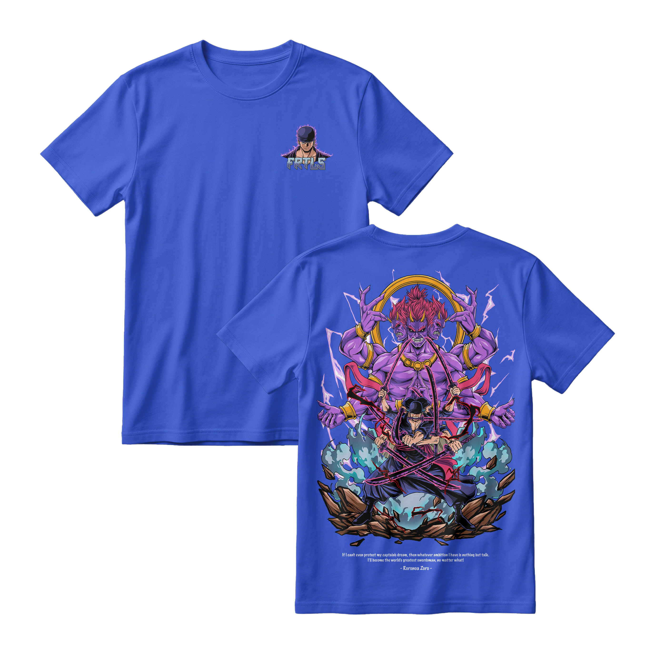 Anime One Piece Roronoa Zoro Short Sleeve Tee - ROYAL-BLUE